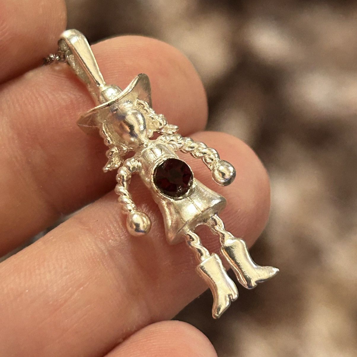 Handmade Handcrafted heavy silver cowgirl pendant on chain necklace Size ONE SIZE - 5 Thumbnail