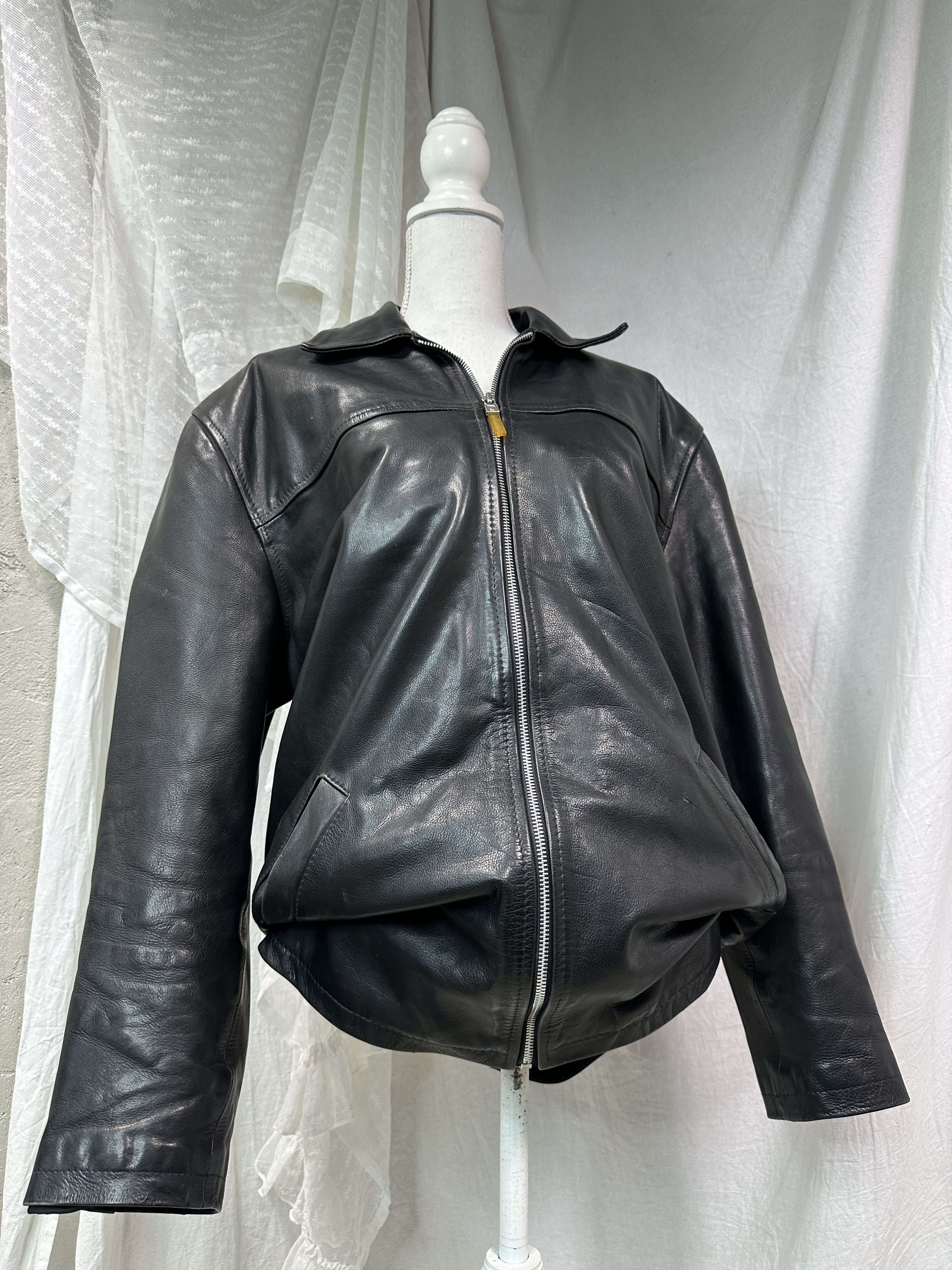 Vintage Vintage Leather Grunge Biker Moto Oversize Jacket Y2K Size US XXL / EU 58 / 5 - 1 Thumbnail