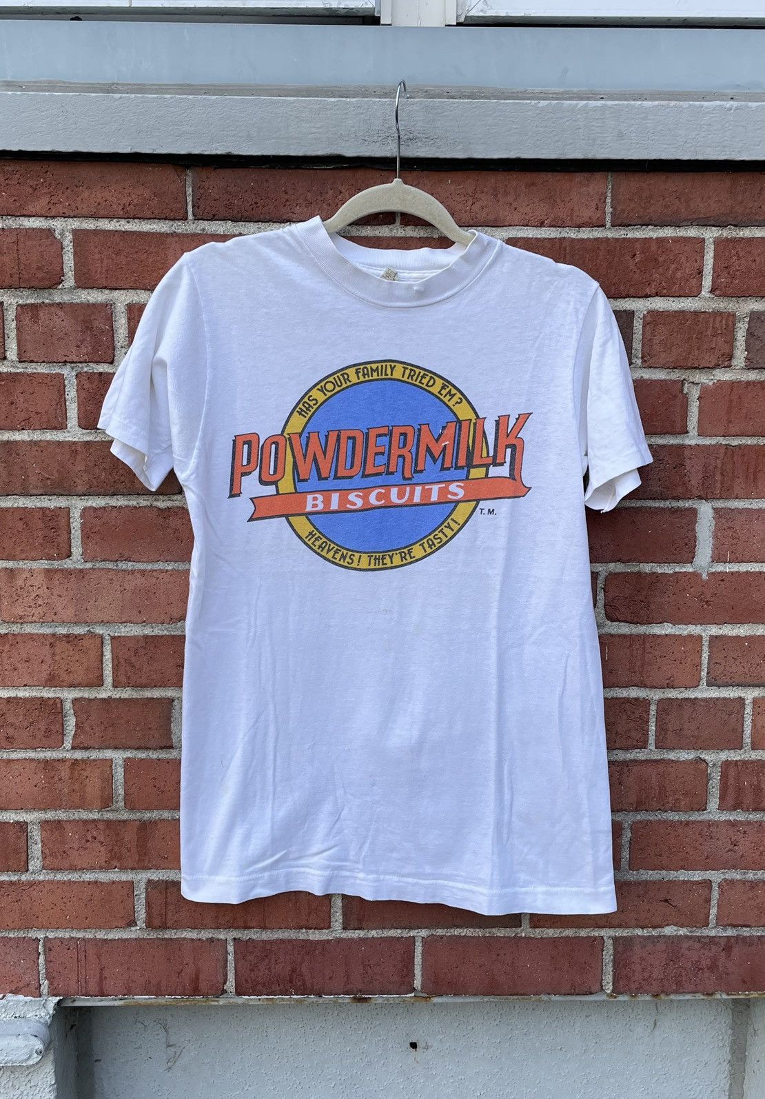 Other Vintage 80s Powdermilk Biscuits Single Stitch White T-Shirt Size US M / EU 48-50 / 2 - 1 Thumbnail