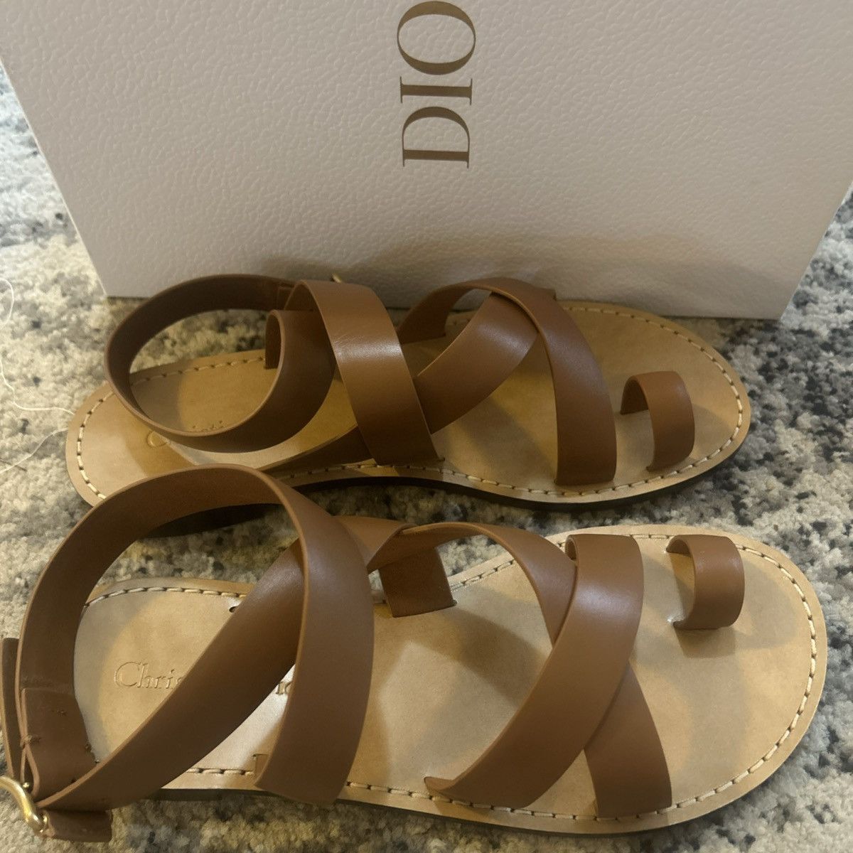 Dior Dior DIORIVIERA DIOR Sun TOE-Ring Sandal Camel Calfskin Size US 9.5 / IT 39.5 - 5 Thumbnail