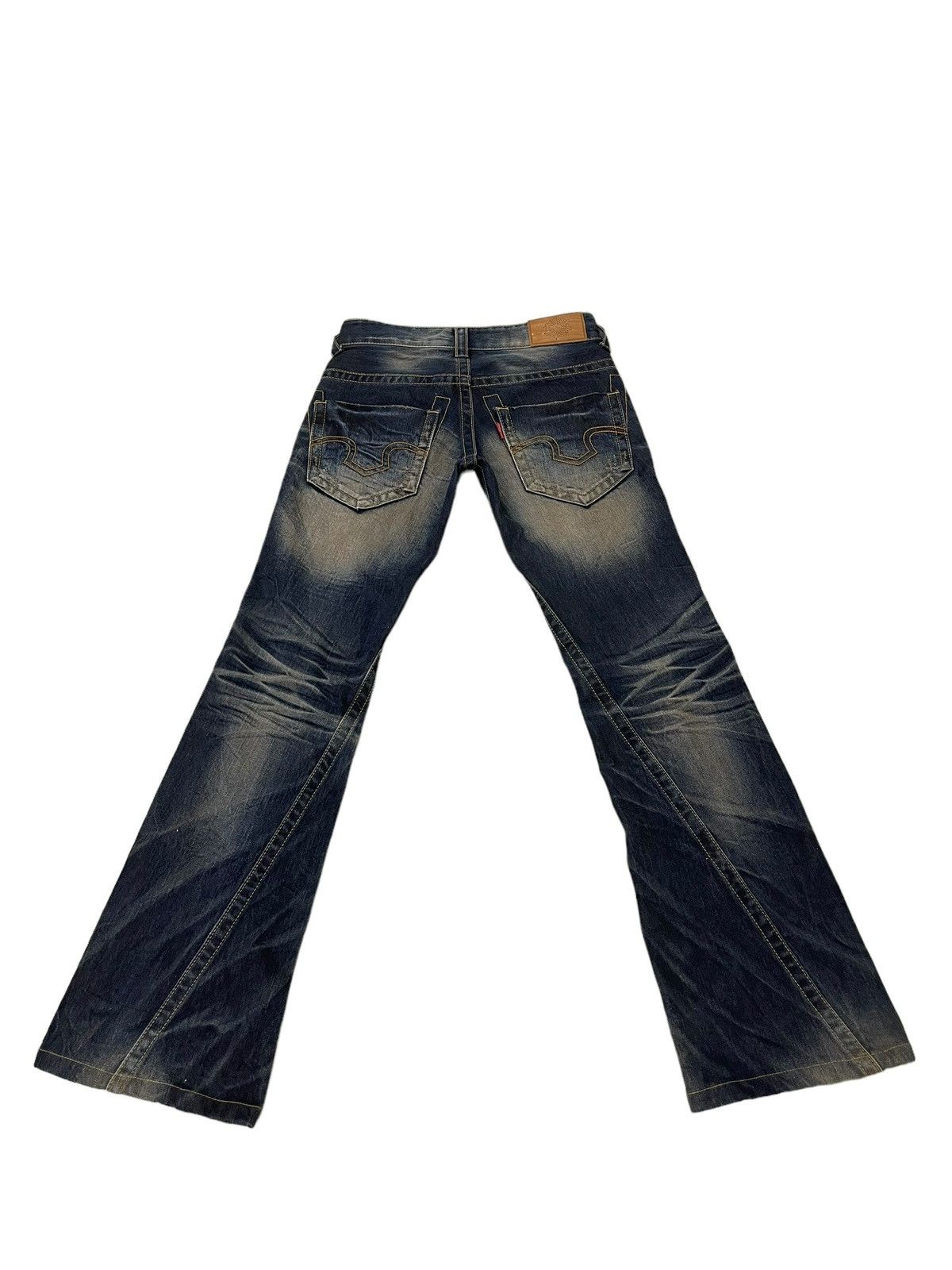 Japanese Brand Flare Jeans Tornado Mart Faded Distress Boot Cut 8🟦8 Size US 29 - 11 Thumbnail