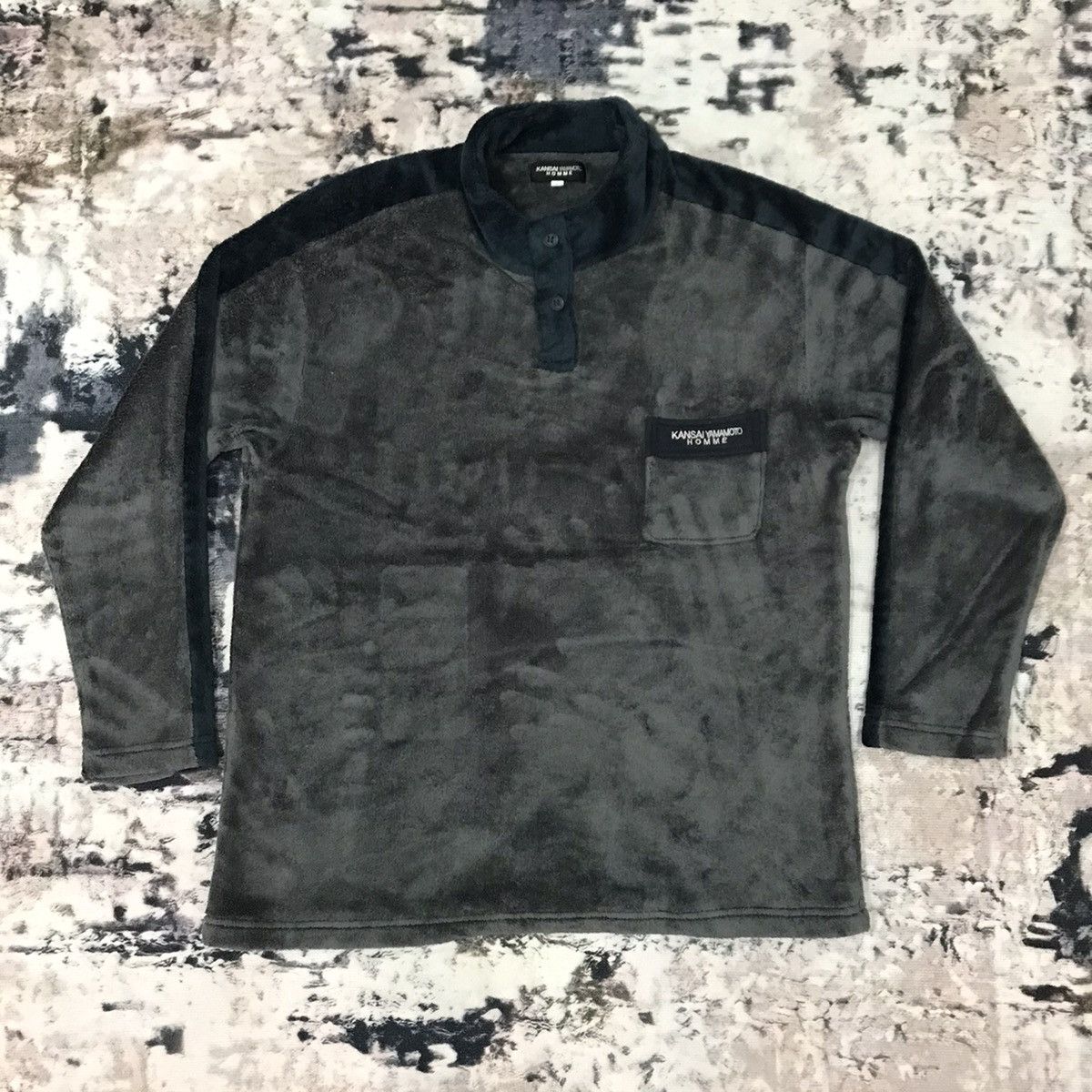 Japanese Brand × Kansai Yamamoto × Vintage Vintage Kansai Yamamoto Homme Velvet Sweater Half Button Up Size US M / EU 48-50 / 2 - 1 Thumbnail