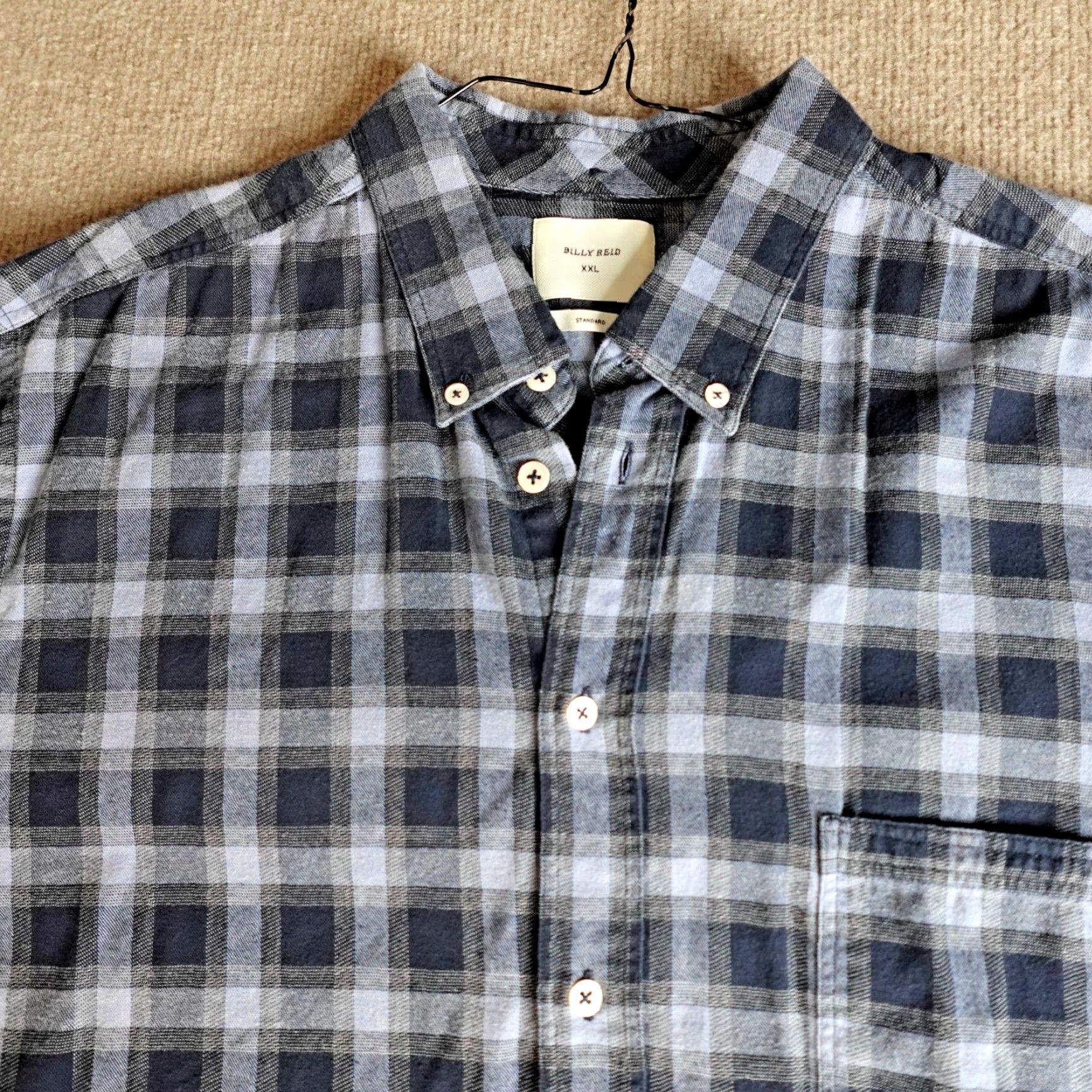 Billy Reid VINTAGE Billy Reid Shirt 2XL Blue Plaid Flannel Button Down Made in Portugal - Men’s, Regular, Cotton, Long Sleeve, Button-Up, Collared, Blues Age Size US XXL / EU 58 / 5 - 2 Thumbnail