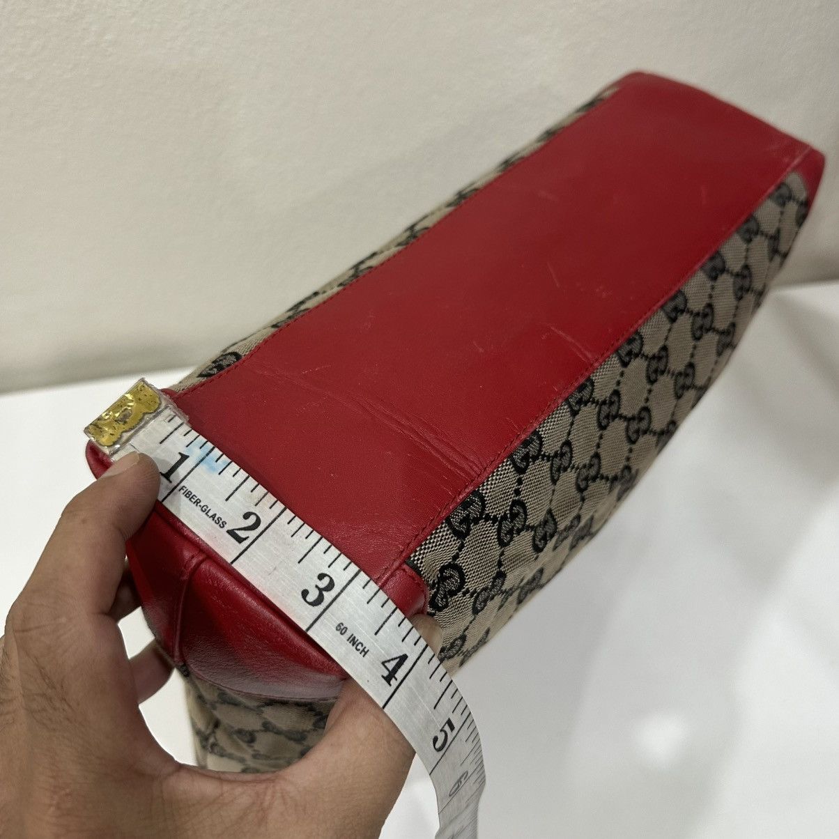 Gucci ‼️YES‼️ GUCCI GG MONOGRAM CANVAS RED LEATHER TOTE HANDBAG Size ONE SIZE - 8 Thumbnail
