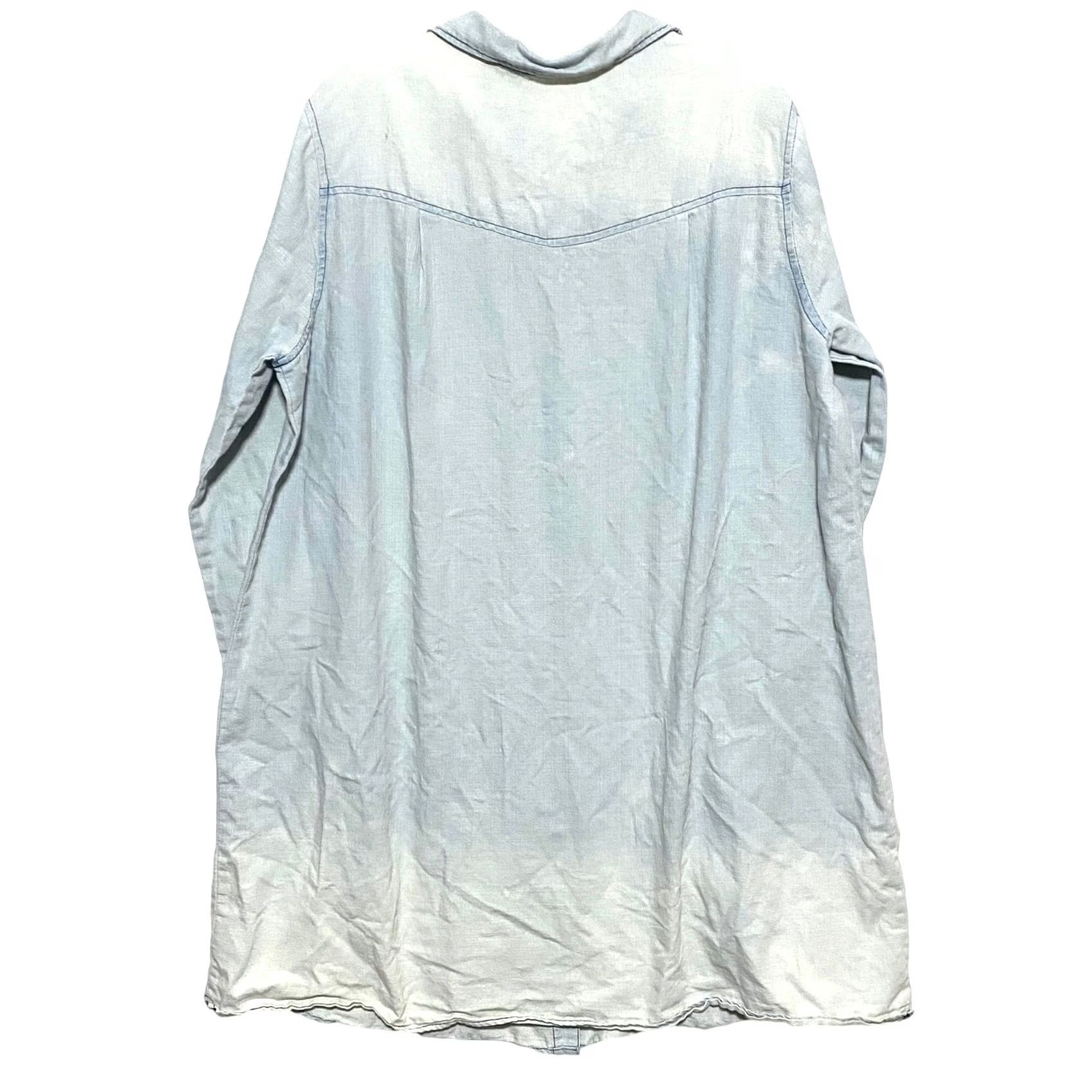 Vintage ODDY Button Shirt Western Distressed Blue White Ombre Tunic Blouse Womens XXL Shirt Women Regular 2XL Blue Distressed Ombre Button-Up Size XXL / US 16-18 / IT 52-54 - 3 Thumbnail