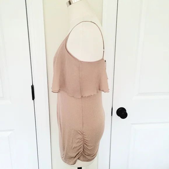 Buffalo David Bitton Ruffle Ruched V-Neck Cami Neutral Party Spring Summer Travel Size S / US 4 / IT 40 - 6 Thumbnail