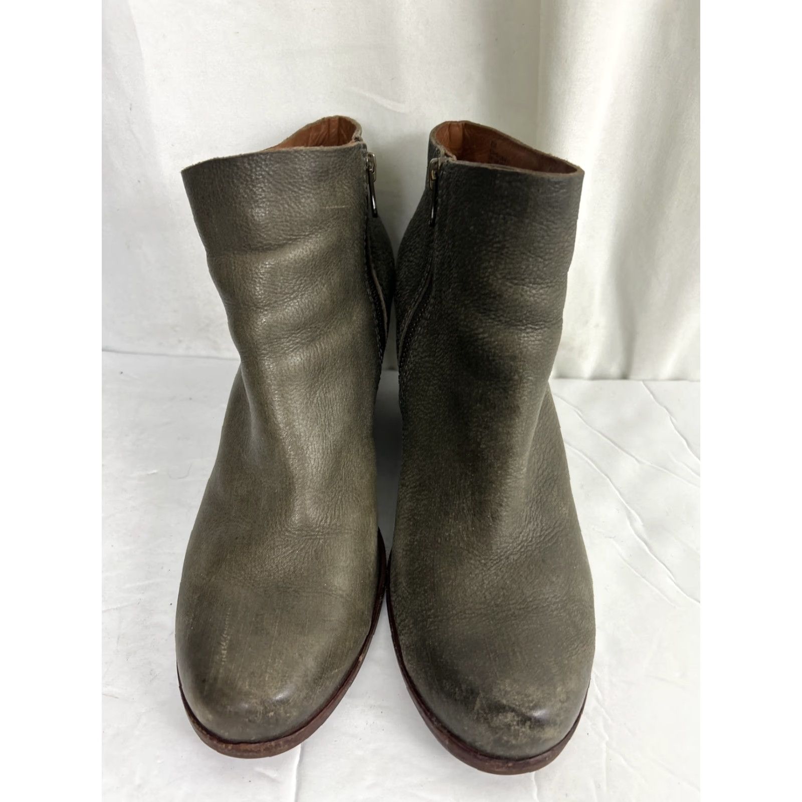 Vintage Kork-Ease Womens 8 M Gray Textured Ankle Zip Booties Wedge Heel Leather Bootie Shoes Size US 8 / IT 38 - 5 Thumbnail