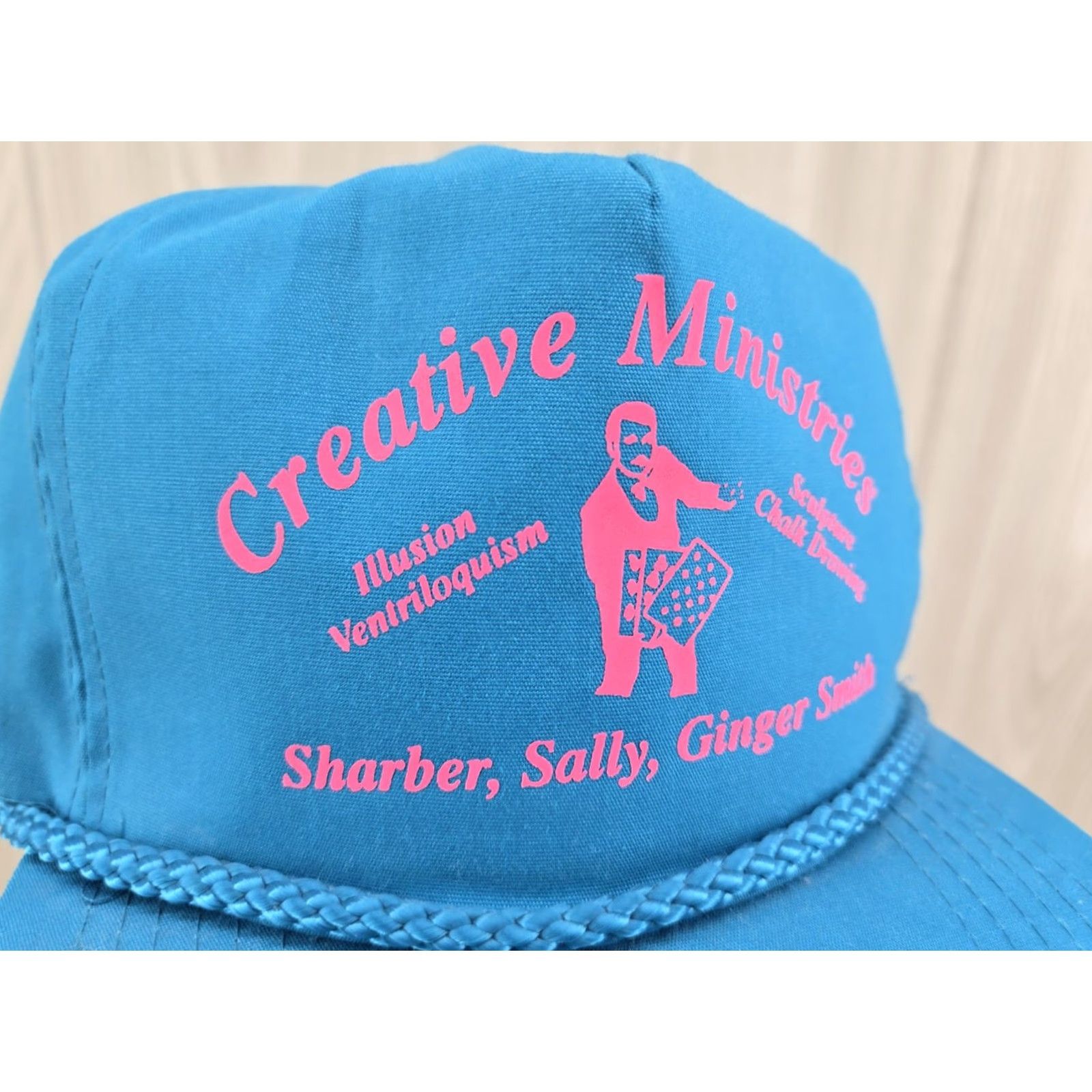 Roper VINTAGE Creative Ministries Rope Hat Trucker Hat Teal Illusion Ventriloquism Blue One Size Men Mens Size ONE SIZE - 3 Thumbnail