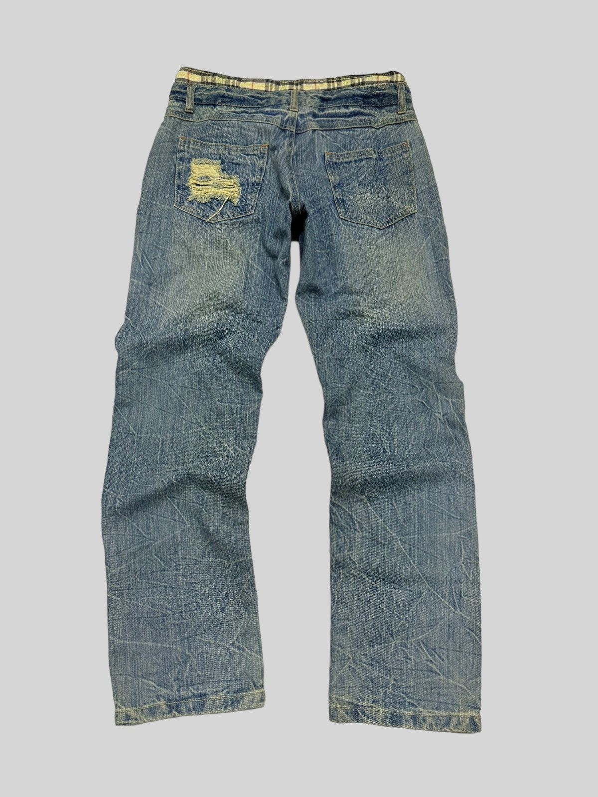 Hysteric Glamour × Japanese Brand Distressed Plaid Distressed Junya Watanabe Denim Jeans Size US 29 - 2 Thumbnail