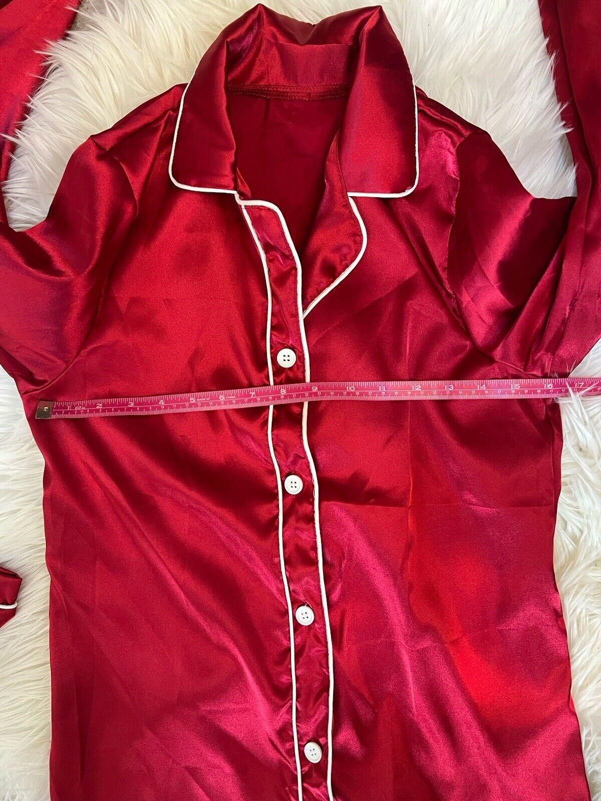 Designer NWOT Red Silky Pajama Set Sz S no size tag Size ONE SIZE - 2 Thumbnail