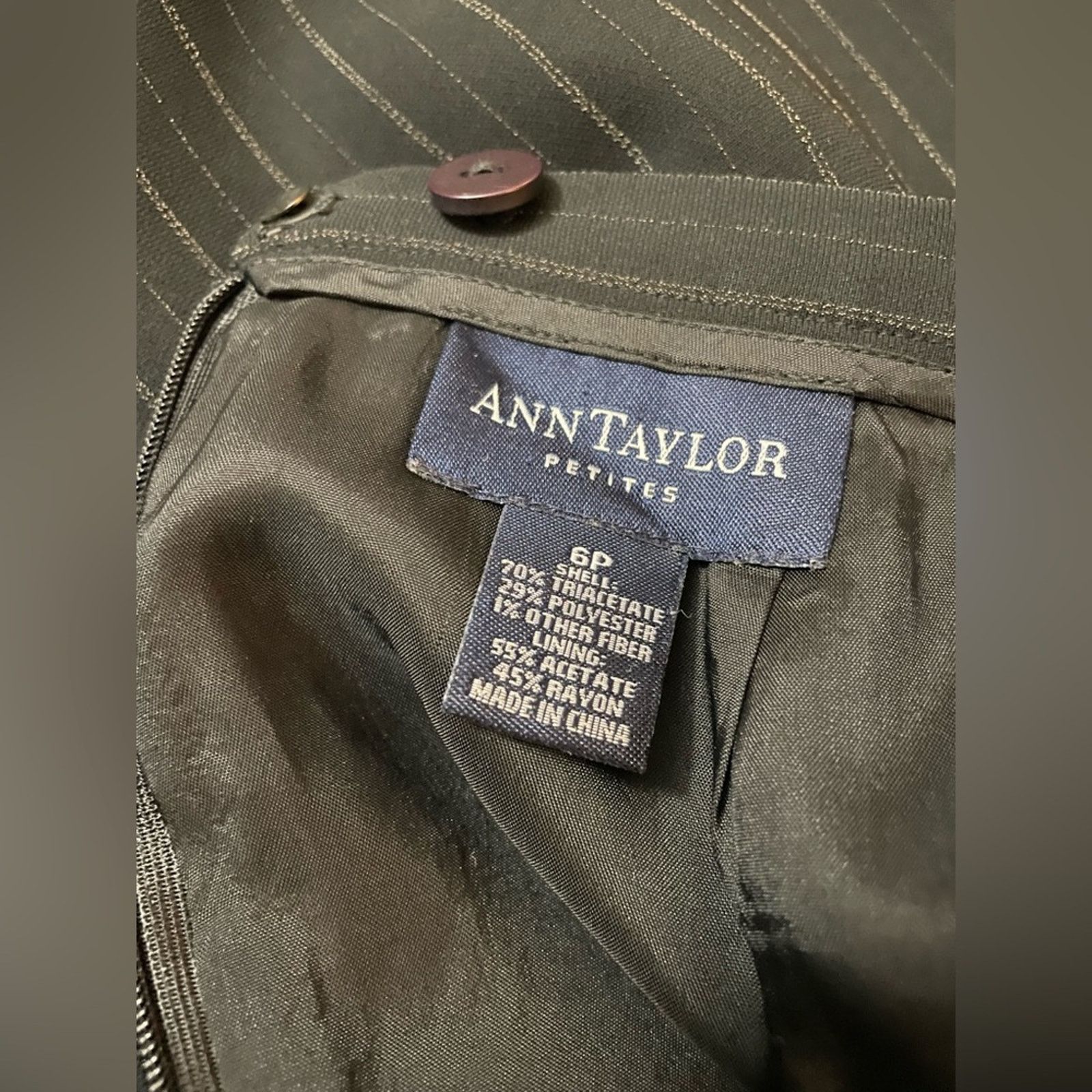 Ann Taylor Ann Taylor Black Pinstripe Blazer (2P) Skirt (6P) Suit Set Size ONE SIZE - 11 Thumbnail