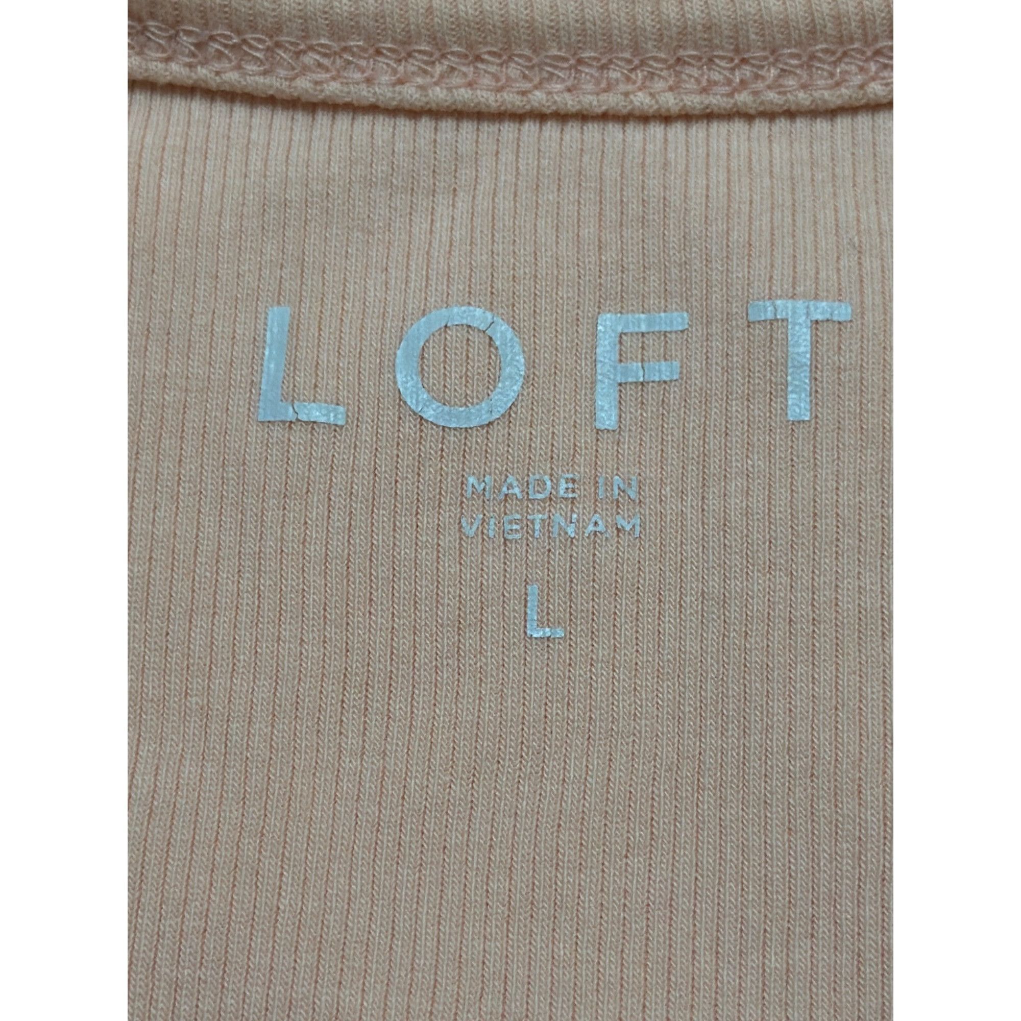 Loft 2 Loft Short Sleeve T Shirts Peach Ribbed Orange White V Nec Size L / US 10 / IT 46 - 4 Thumbnail