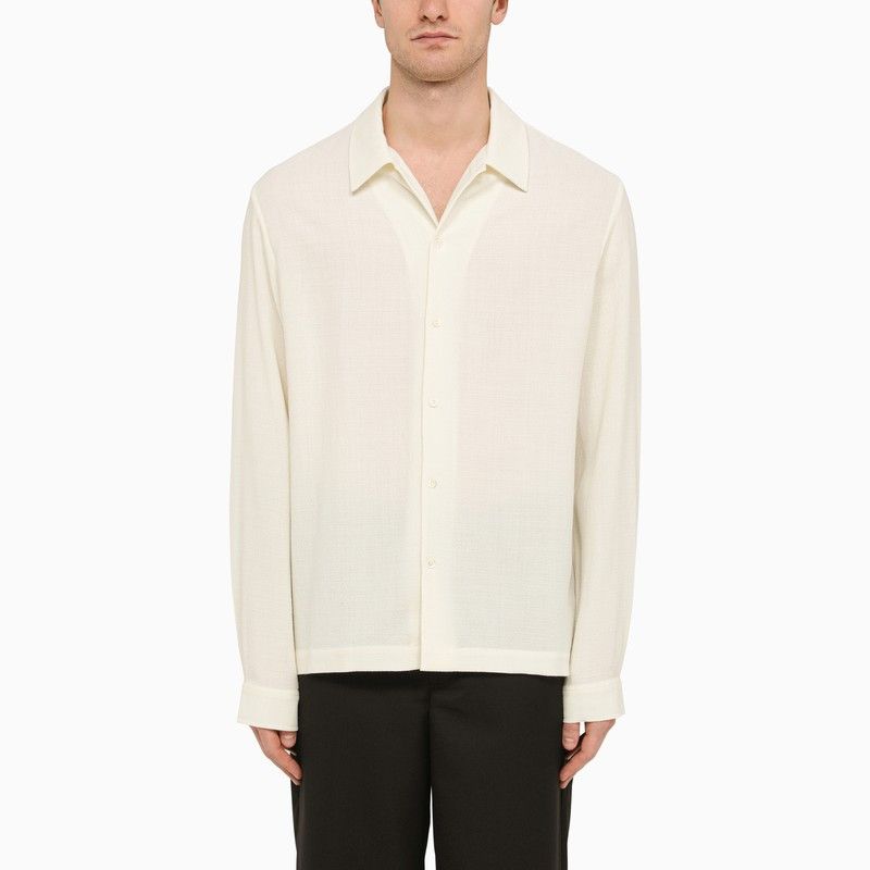 image of Sefr White Wool-Blend Shirt, Men's (Size Large)