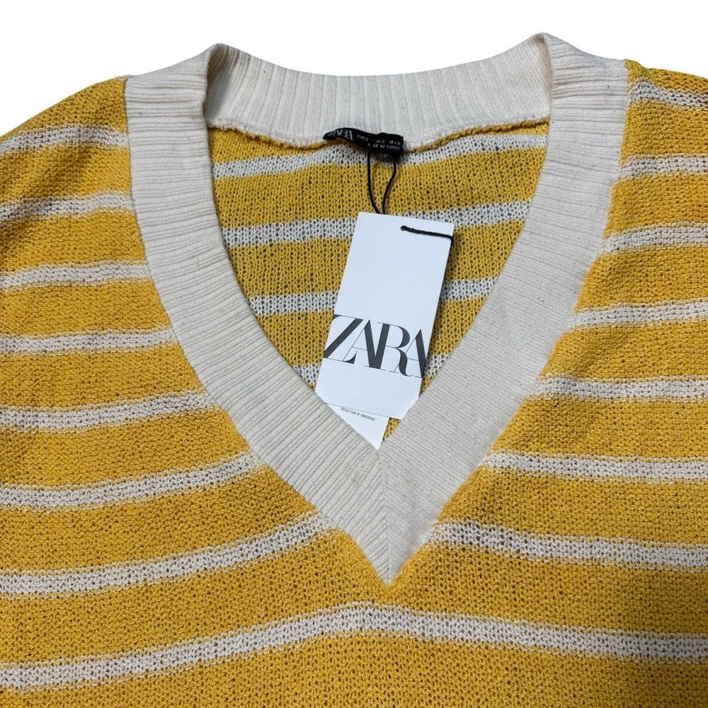 Zara NWT New Zara Yellow White Striped Knit Top Size S Size S / US 4 / IT 40 - 9 Thumbnail