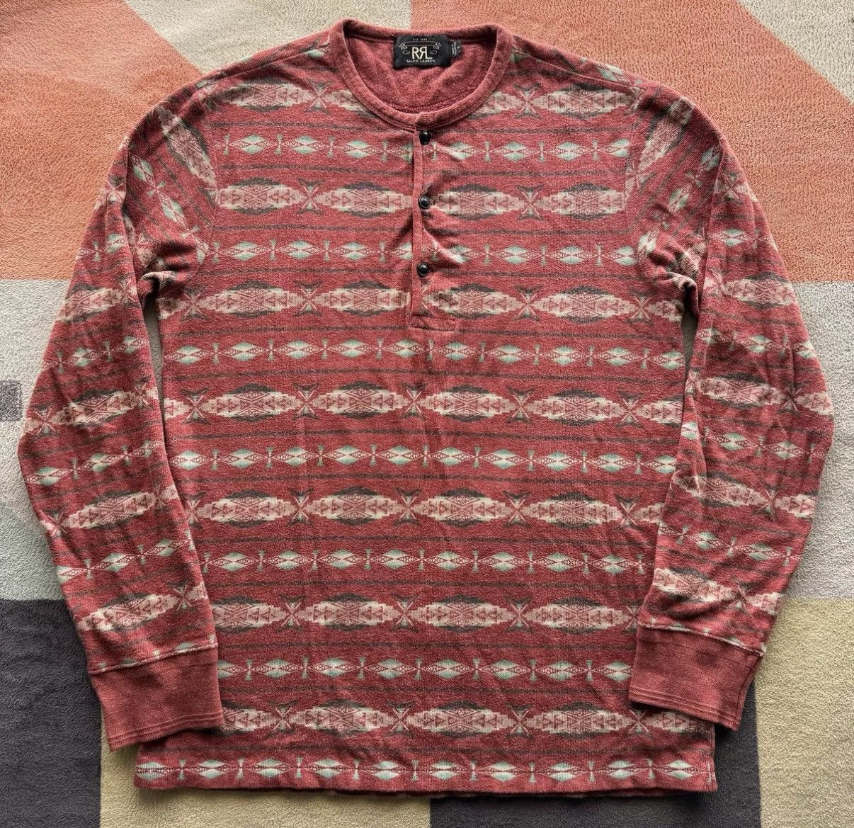 RRL Ralph Lauren Southwestern Henley Sweatshirt Ralph Lauren Double RL K22 Size US M / EU 48-50 / 2 - 1 Thumbnail
