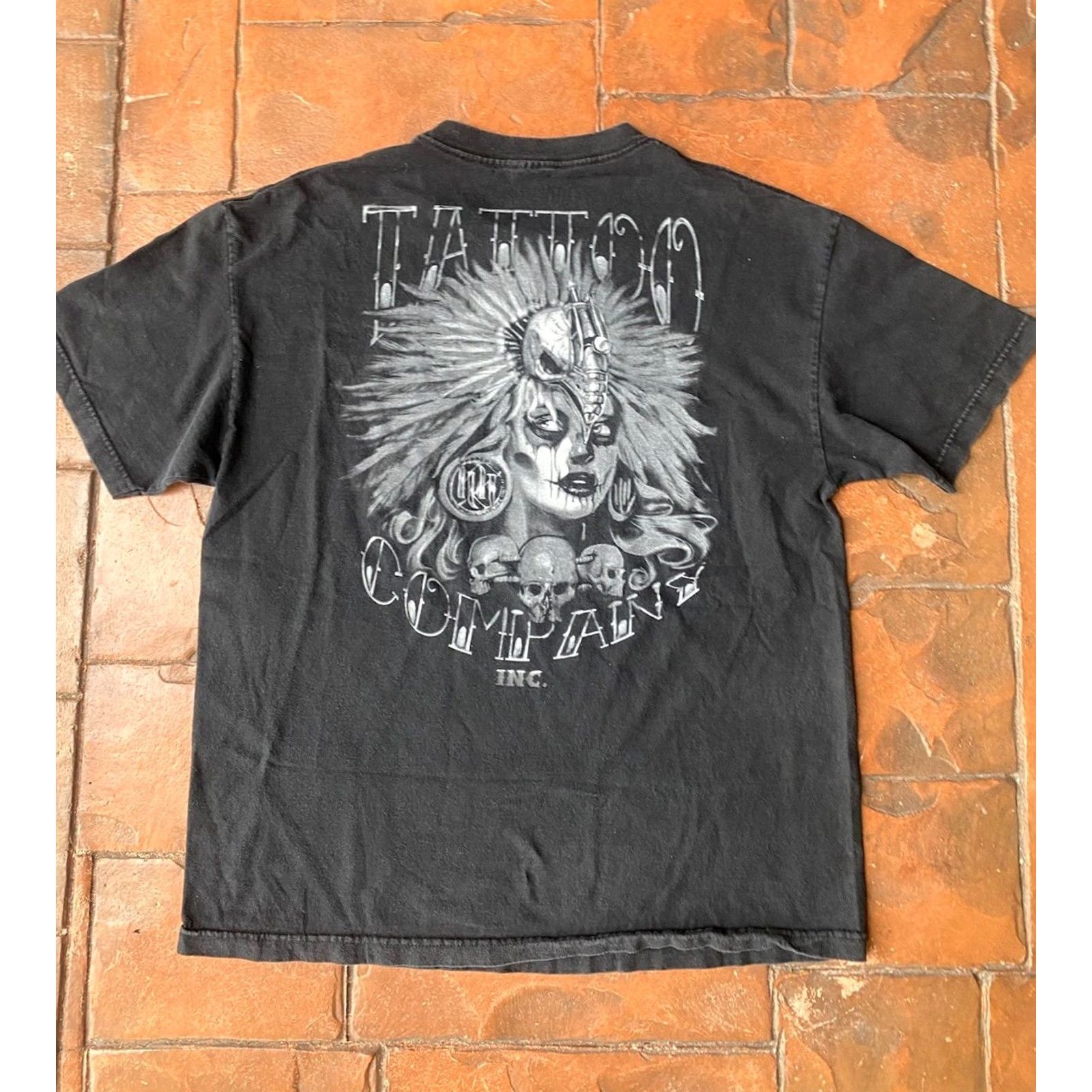 Vintage Hart & Huntington Y2K Tattoo Skull T-Shirt XL Black Crew Neck Short Sleeve Men Size US XL / EU 56 / 4 - 2 Thumbnail