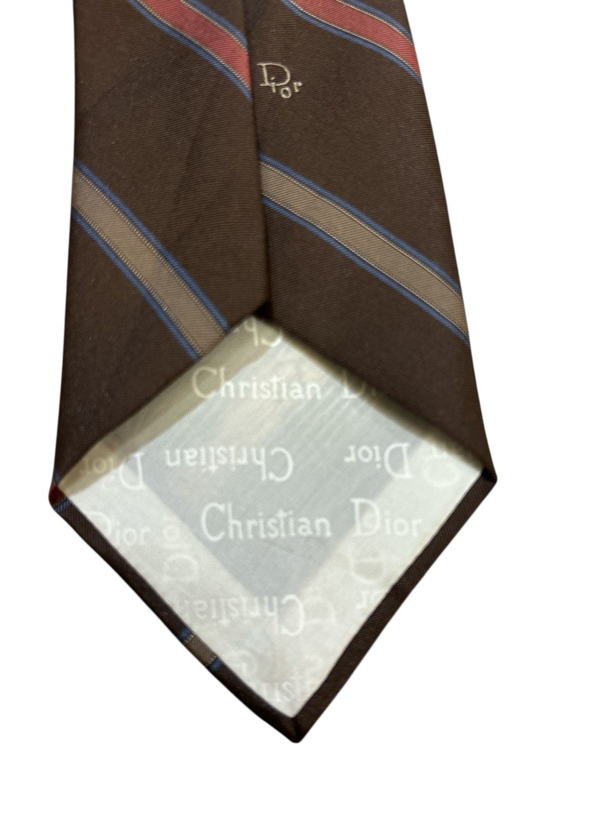 Christian Dior Monsieur Christian Dior Vintage Silk-Blend Diagonal Striped Tie Size ONE SIZE - 4 Thumbnail