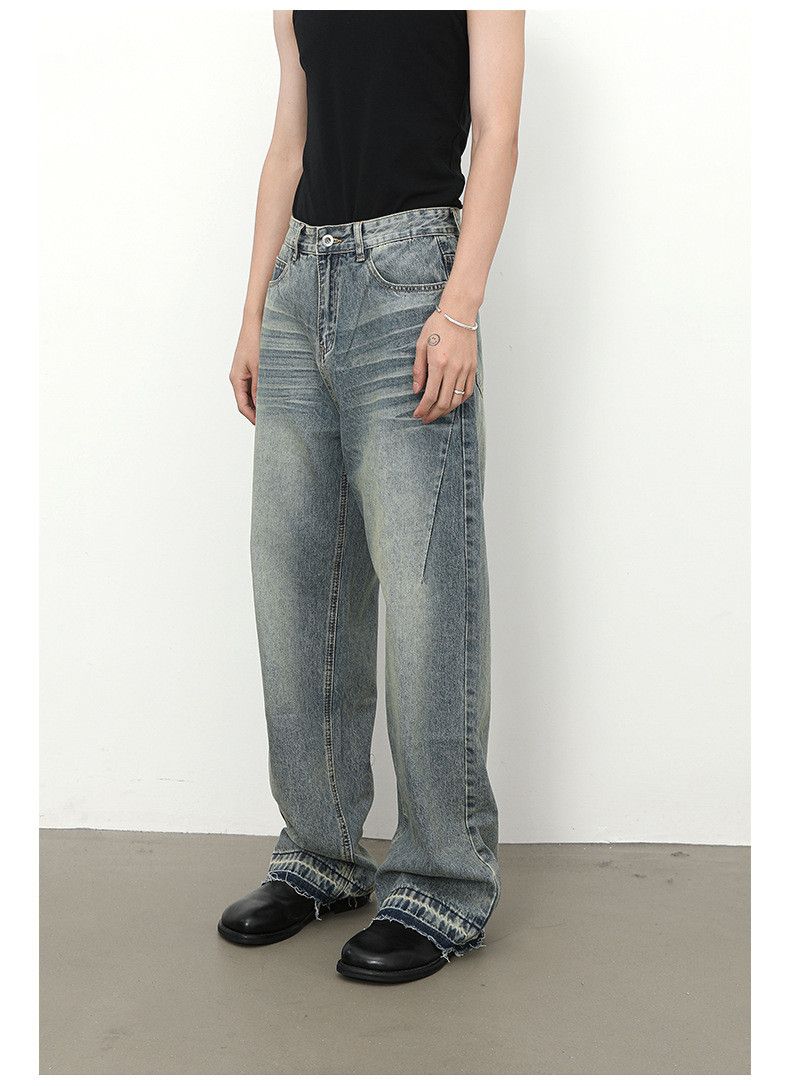 Japanese Brand × Jean Men's retro loose straight raw edge washed distressed jeans Size US 32 / EU 48 - 3 Thumbnail