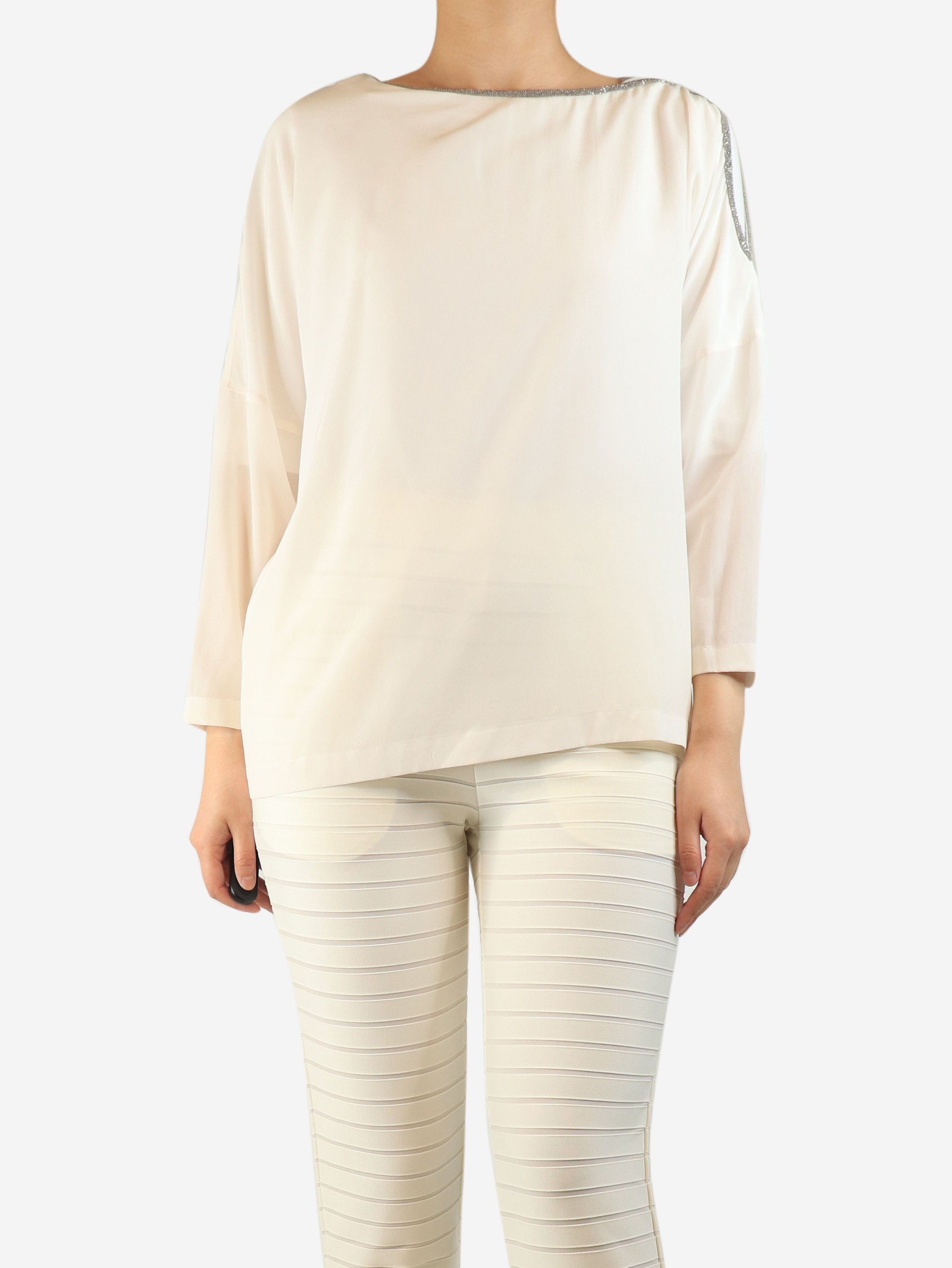 Brunello Cucinelli White silk top - L Size L / US 10 / IT 46 - 1 Thumbnail