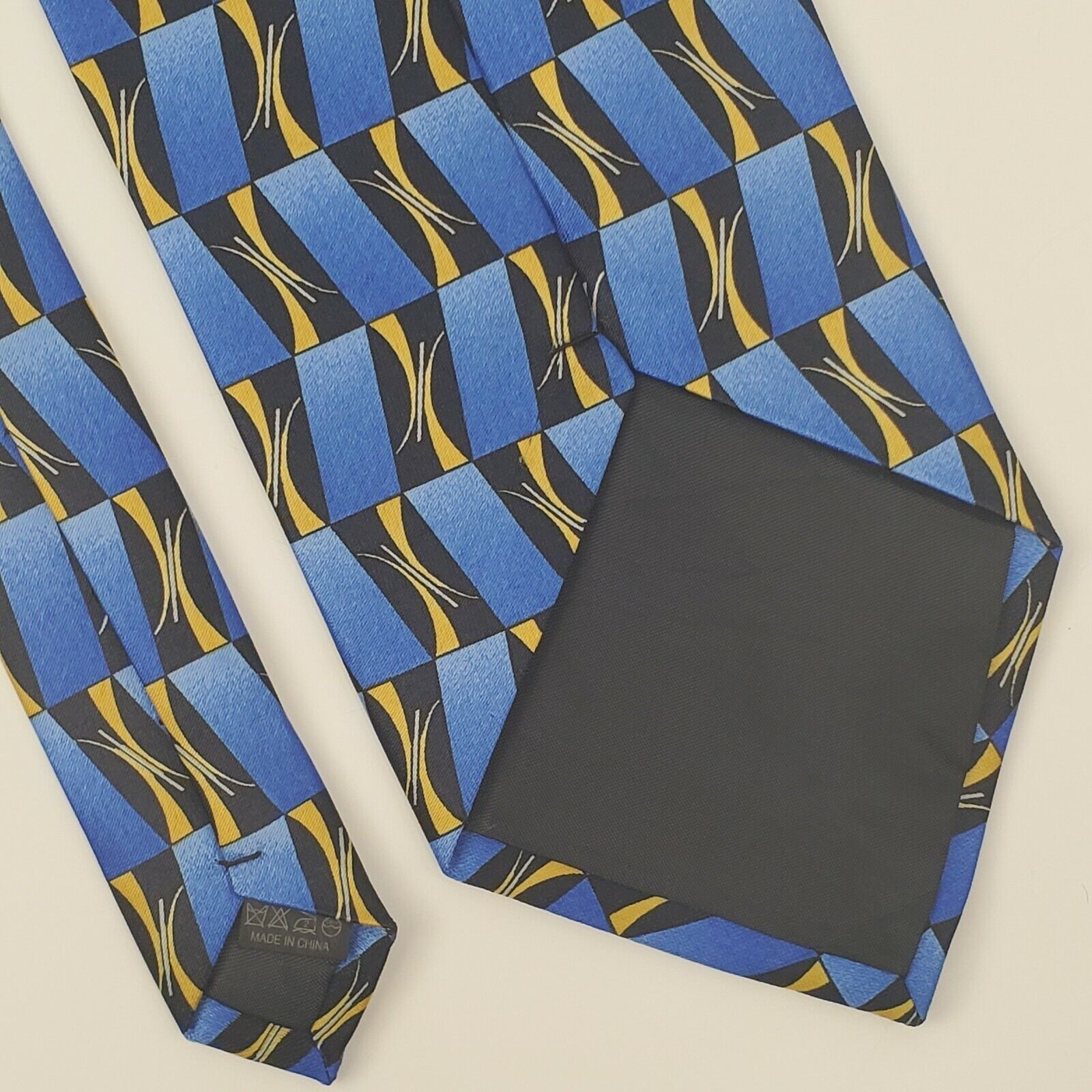 Vintage Romario Manzini Blue Geometric Silk Tie Classic Size ONE SIZE - 4 Thumbnail