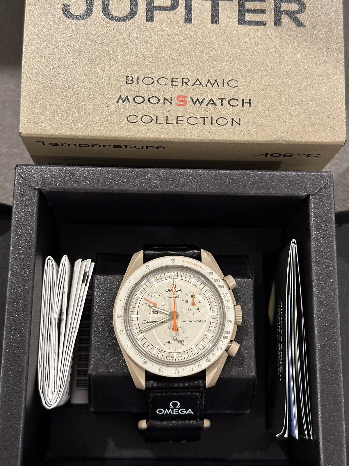 image of Omega x Swatch Moonswatch Jupiter in Beige, Women's