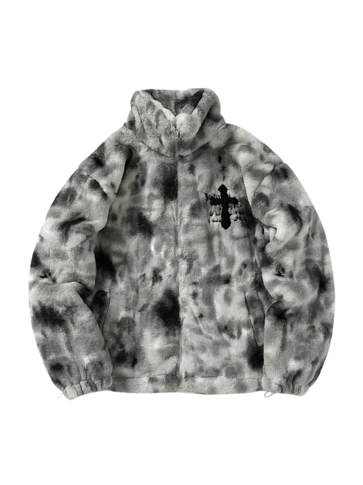 Japanese Brand Heavy-Duty Faux Lambswool Tie-Dye Urban Jacket Size US M / EU 48-50 / 2 - 2 Thumbnail