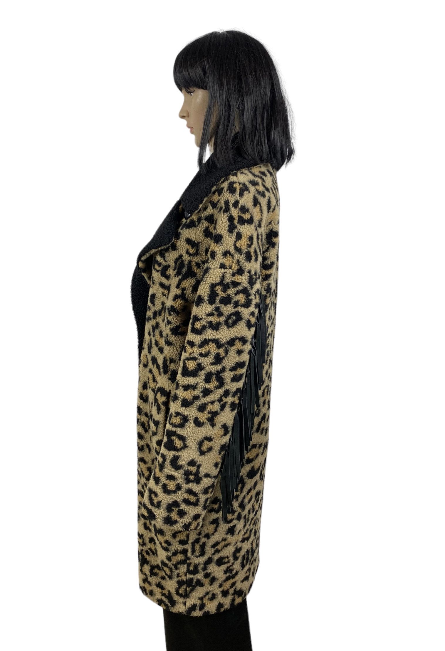 Designer Delcorso Luxury Leopard Printed Coat Leather Fringed size 42 Size M / US 6-8 / IT 42-44 - 7 Thumbnail