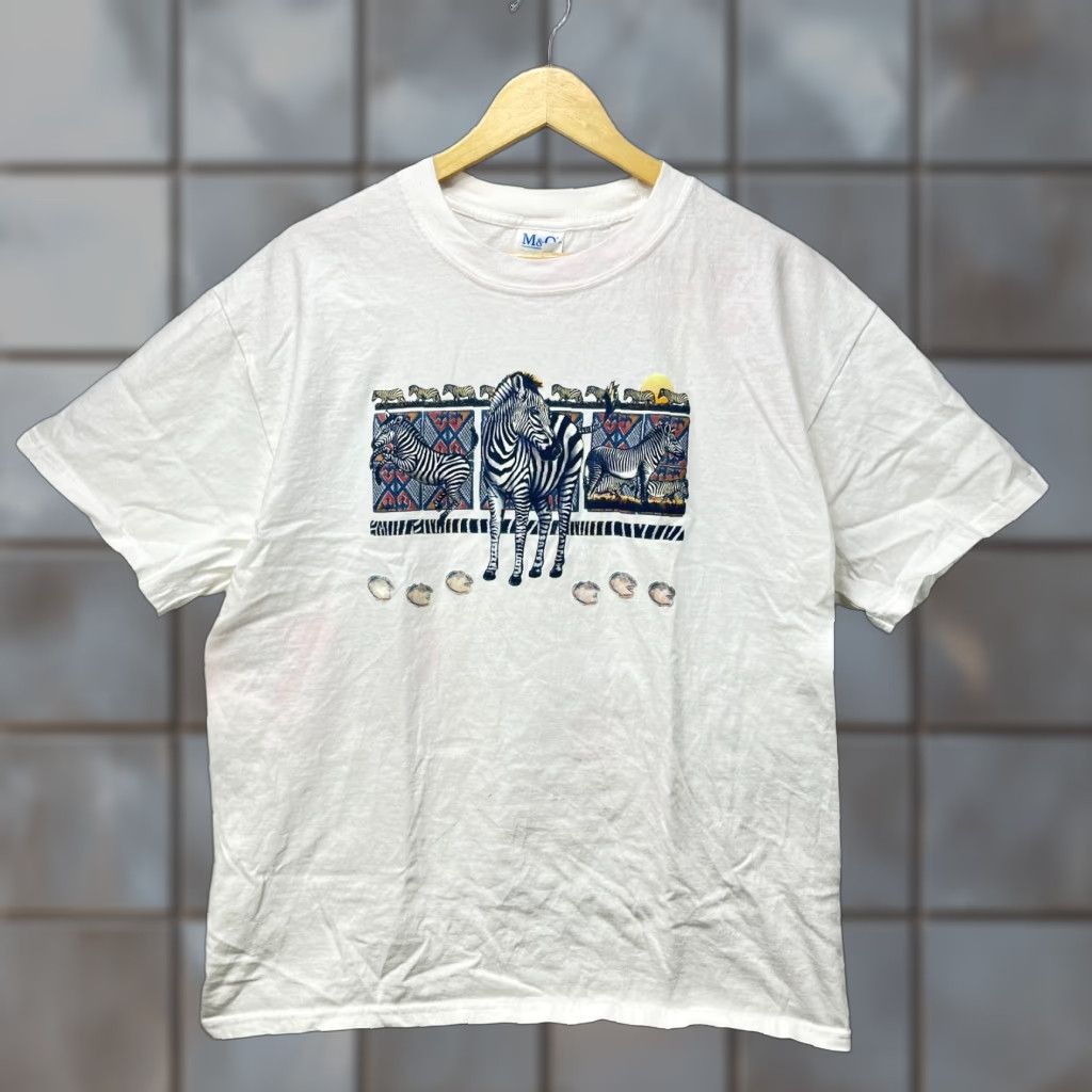 Vintage VINTAGE Zebra Horse Nature Animal T-Shirt L Men White Size US L / EU 52-54 / 3 - 1 Thumbnail
