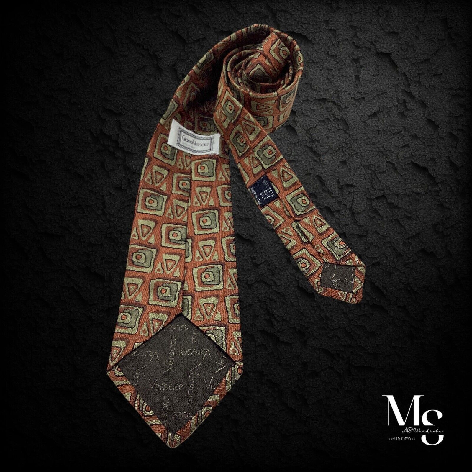 Versace GIANNI VERSACE Vintage Brown Art Print Silk Tie Made In Ital Size ONE SIZE - 2 Thumbnail