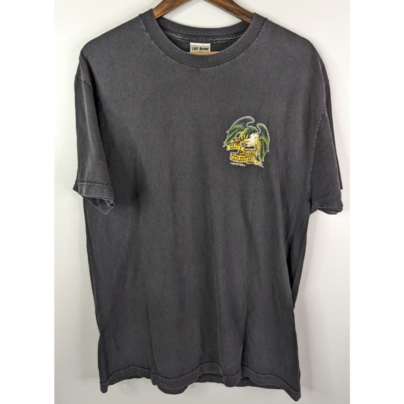 Vintage VINTAGE 7.62 Designs 2000's Duty Honor Country T Shirt XL L Eagle Patriotic USA Men Short Sleeve Black Cotton Graphic Print Regular Fit Shirt Size US L / EU 52-54 / 3 - 4 Thumbnail