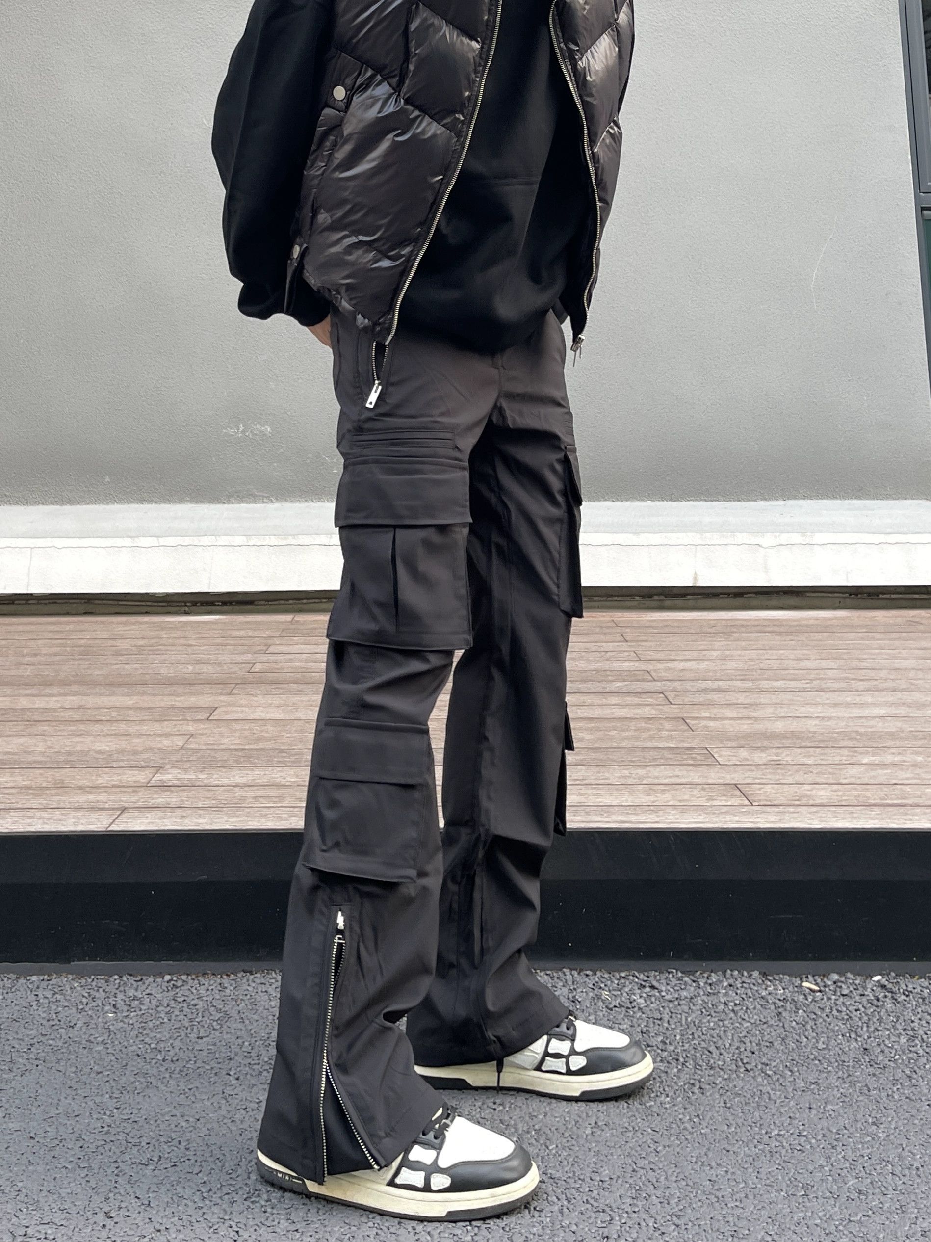 utility zipper bootcut tactical punk cargo pants