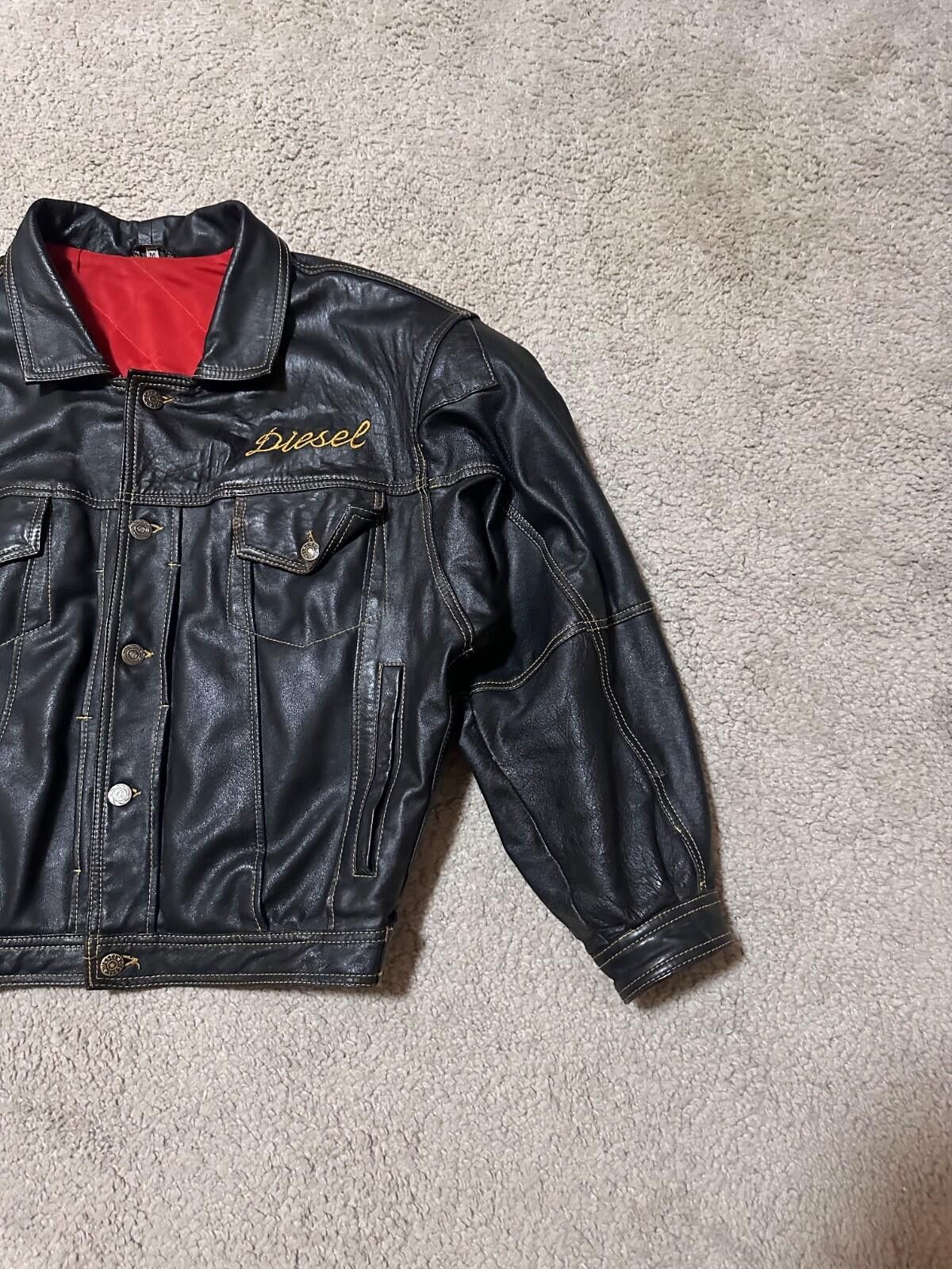 Diesel 90s Vintage Diesel Embroidery Leather Bomber Jacket Sz M Size US M / EU 48-50 / 2 - 5 Thumbnail