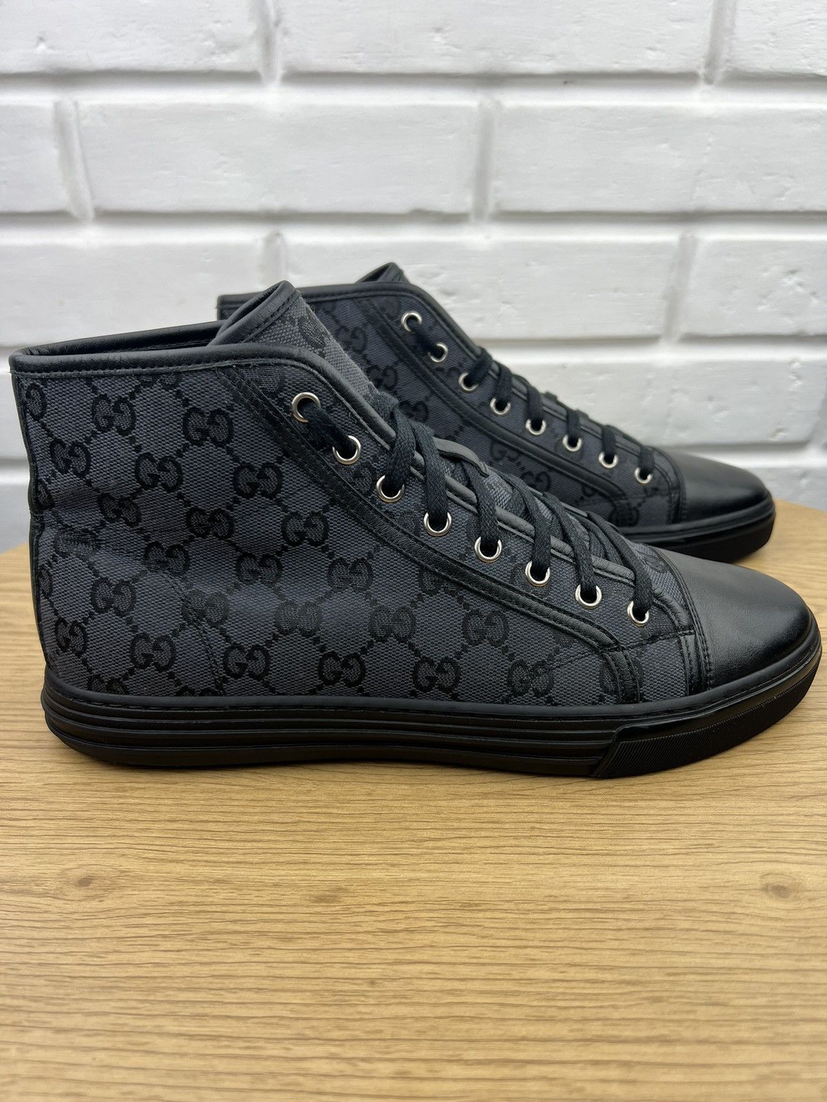 Gucci GUCCI Sneakers Hi Top Leather Shoes BROOKLYN GG Monogram Size US 7.5 / EU 40-41 - 9 Thumbnail