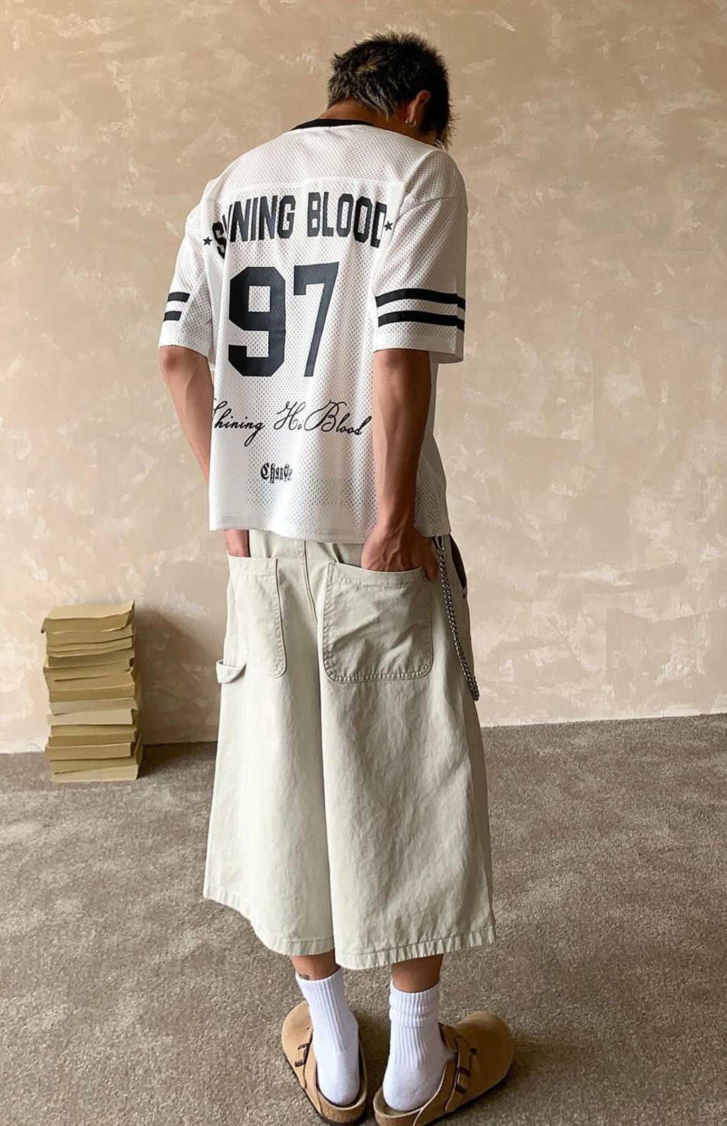 Jean Beige Distressed Wide Leg Cargo Jorts Size US 32 / EU 48 - 3 Thumbnail