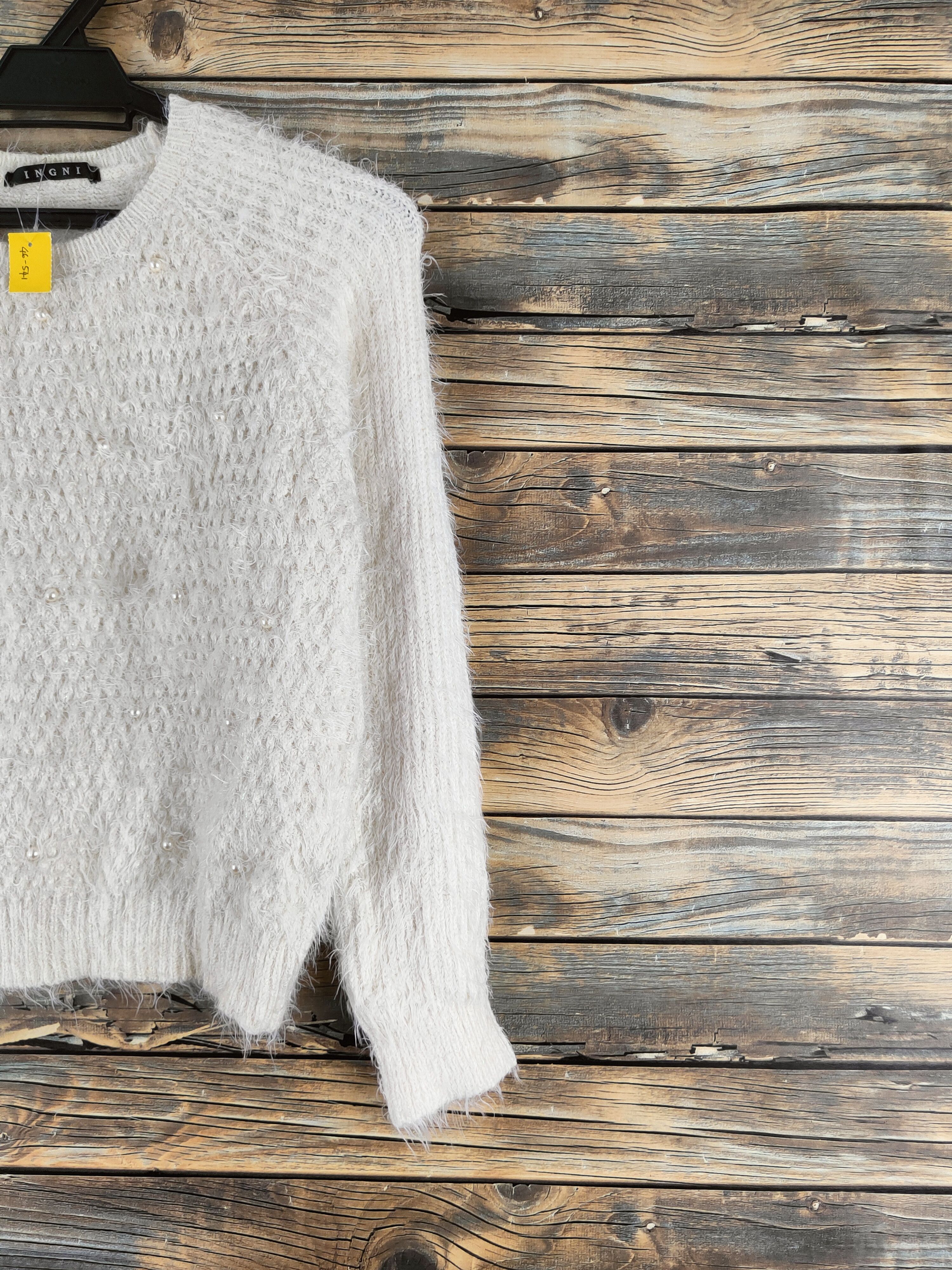 Japanese Brand DL Ingni Cream Fur Mohair Knitwear #46-541 Size M / US 6-8 / IT 42-44 - 5 Thumbnail