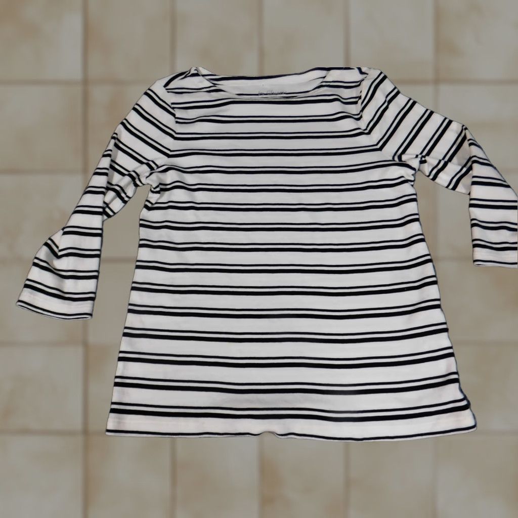 Vintage Chicos Blouse Shirt Women 1 Beige Cotton Striped Crew Neck Pullover Knit Long Sleeve Casual Button 100% Cotton Regular Vintage No Size XS / US 0-2 / IT 36-38 - 1 Thumbnail