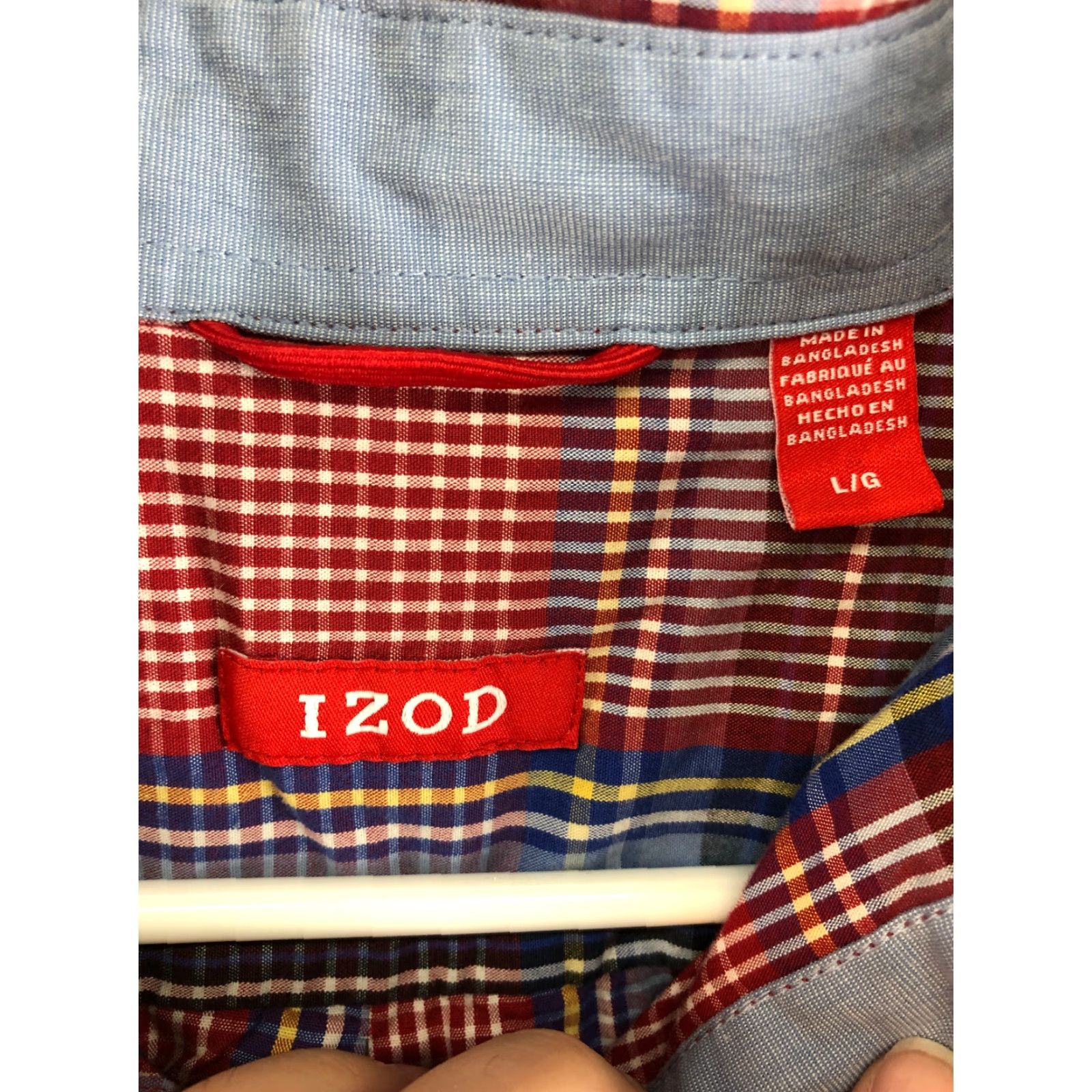 Izod IZOD Mens Large Red Plaid Long Sleeve Button-Down Collar Shirt Size US L / EU 52-54 / 3 - 7 Thumbnail