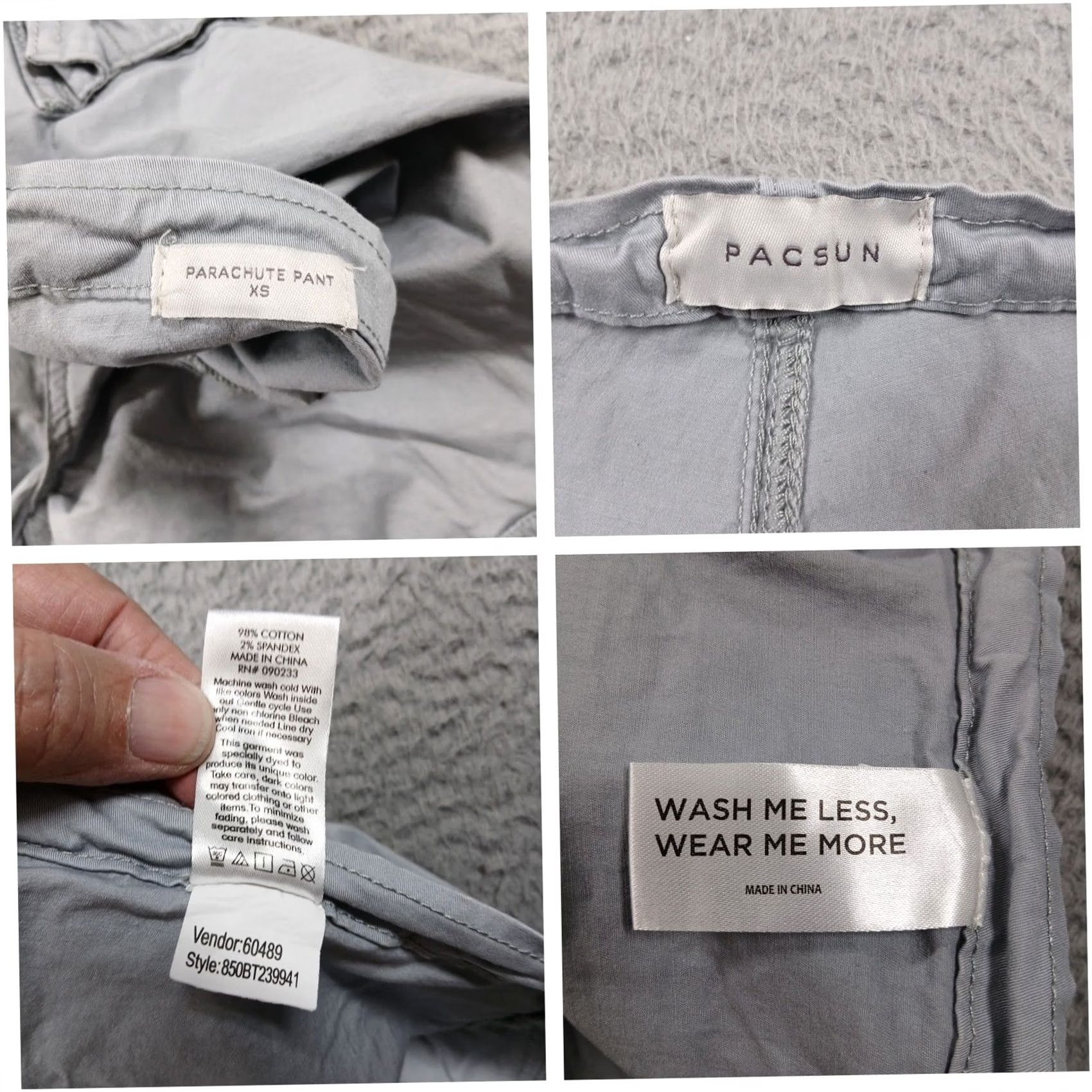 Pacsun PacSun Grey Parachute Cargo Pants XS Gorpcore Baggy Adjustable Womens Size 26" / US 2 / IT 38 - 4 Thumbnail