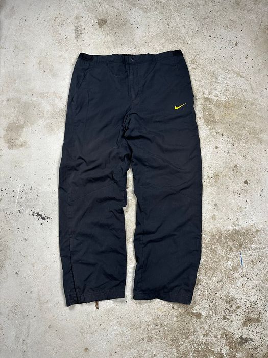 Vintage Nike Nylon Track Pants Rare Y2K Hype Swoosh Orange Gray Size L