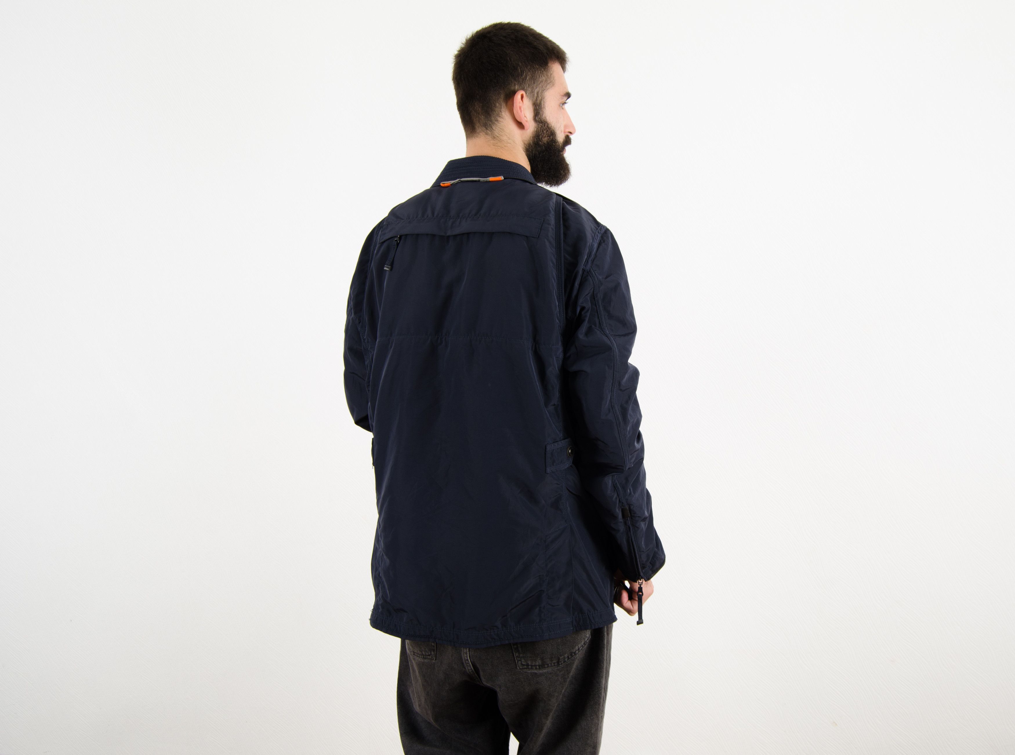 Parajumpers Parajumpers Navy Nylon Leather Long Coat Jacket Size US XL / EU 56 / 4 - 6 Thumbnail