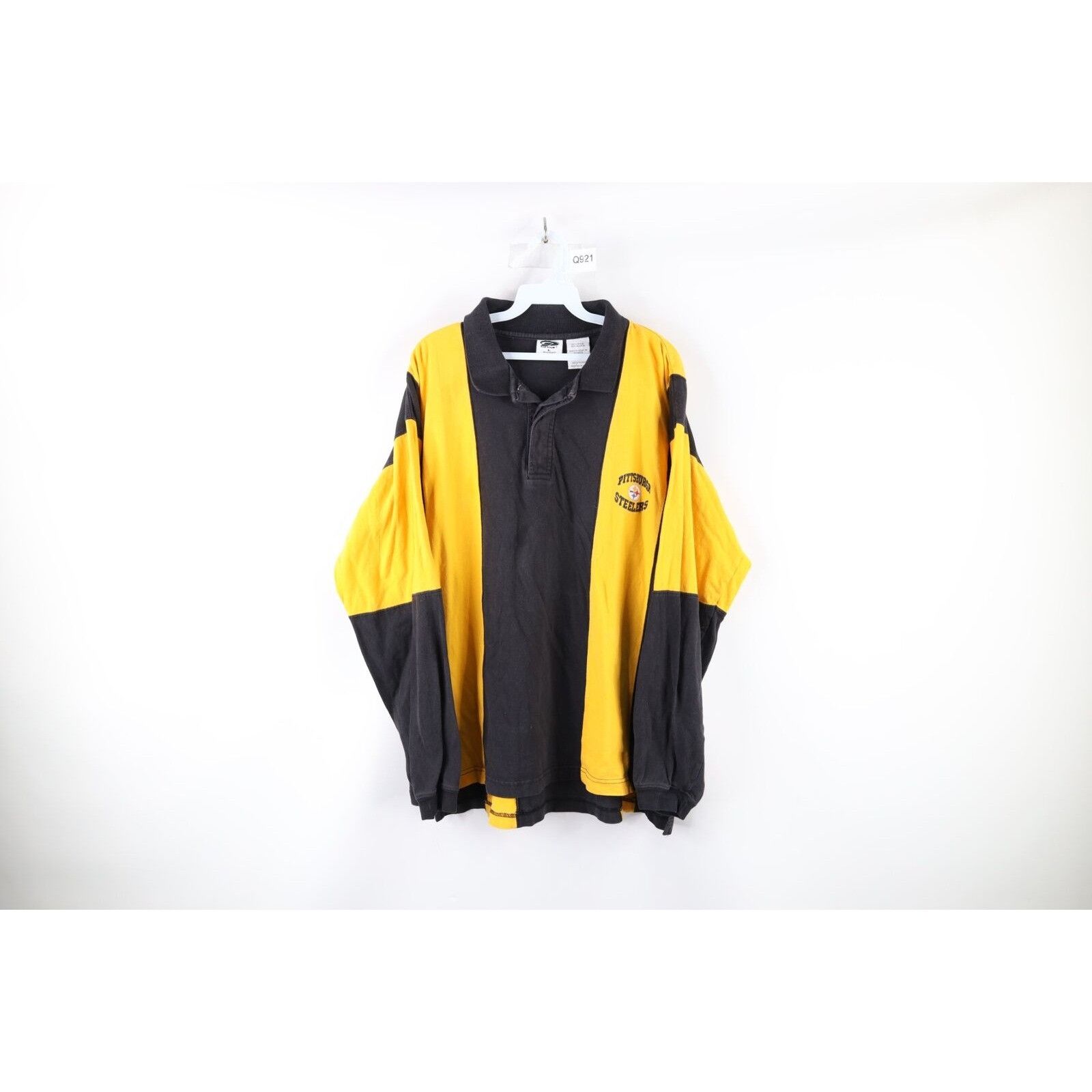 Vintage 90s Faded Pittsburgh Steelers Long Sleeve Polo