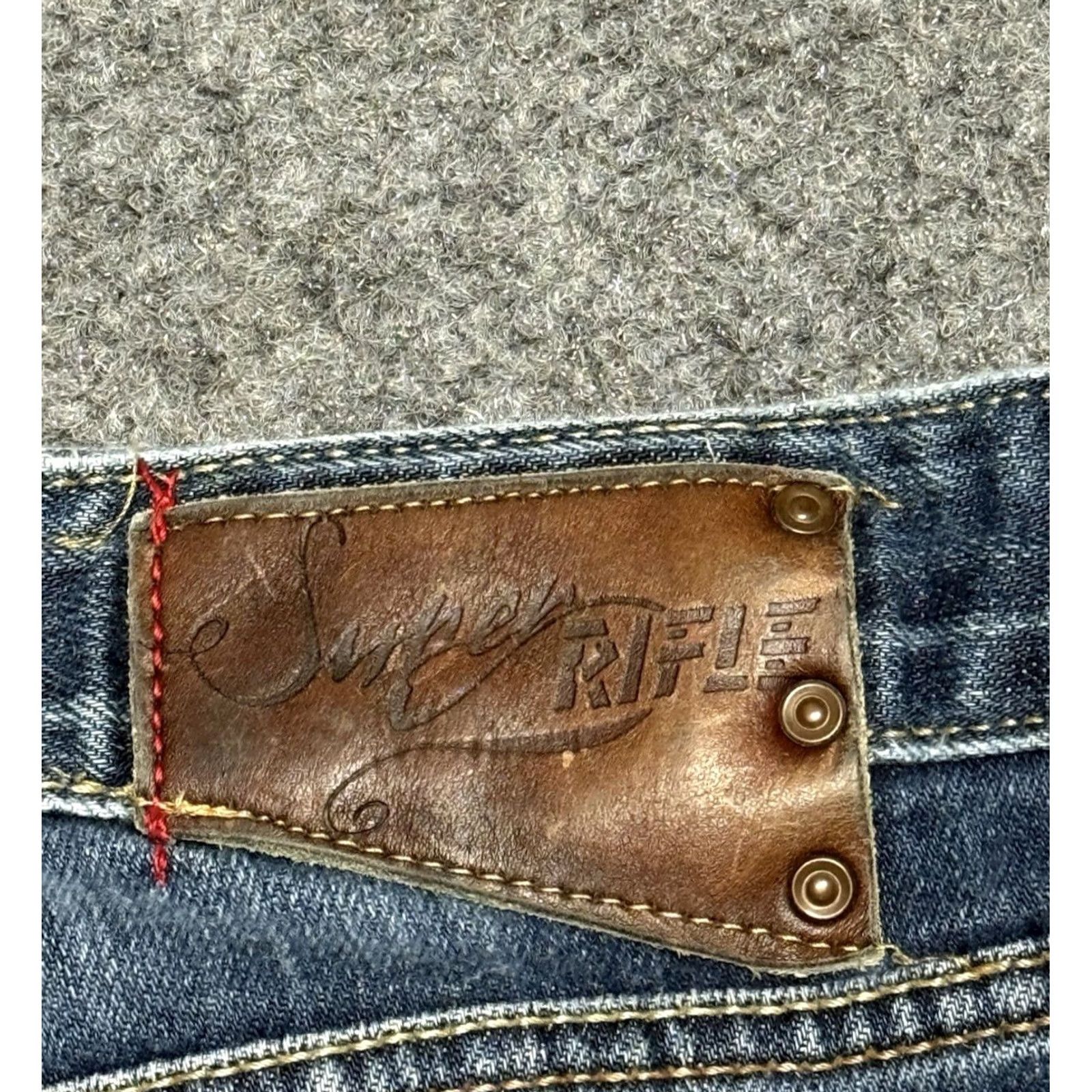 Denime Super Rifle Jeans Mens 30x29 Blue Denim Straight Regular 5-Pocket Distressed Button Zip Rise Low Inseam 29" Waist 30" Cotton Denim Vintage No Size US 30 / EU 46 - 4 Thumbnail