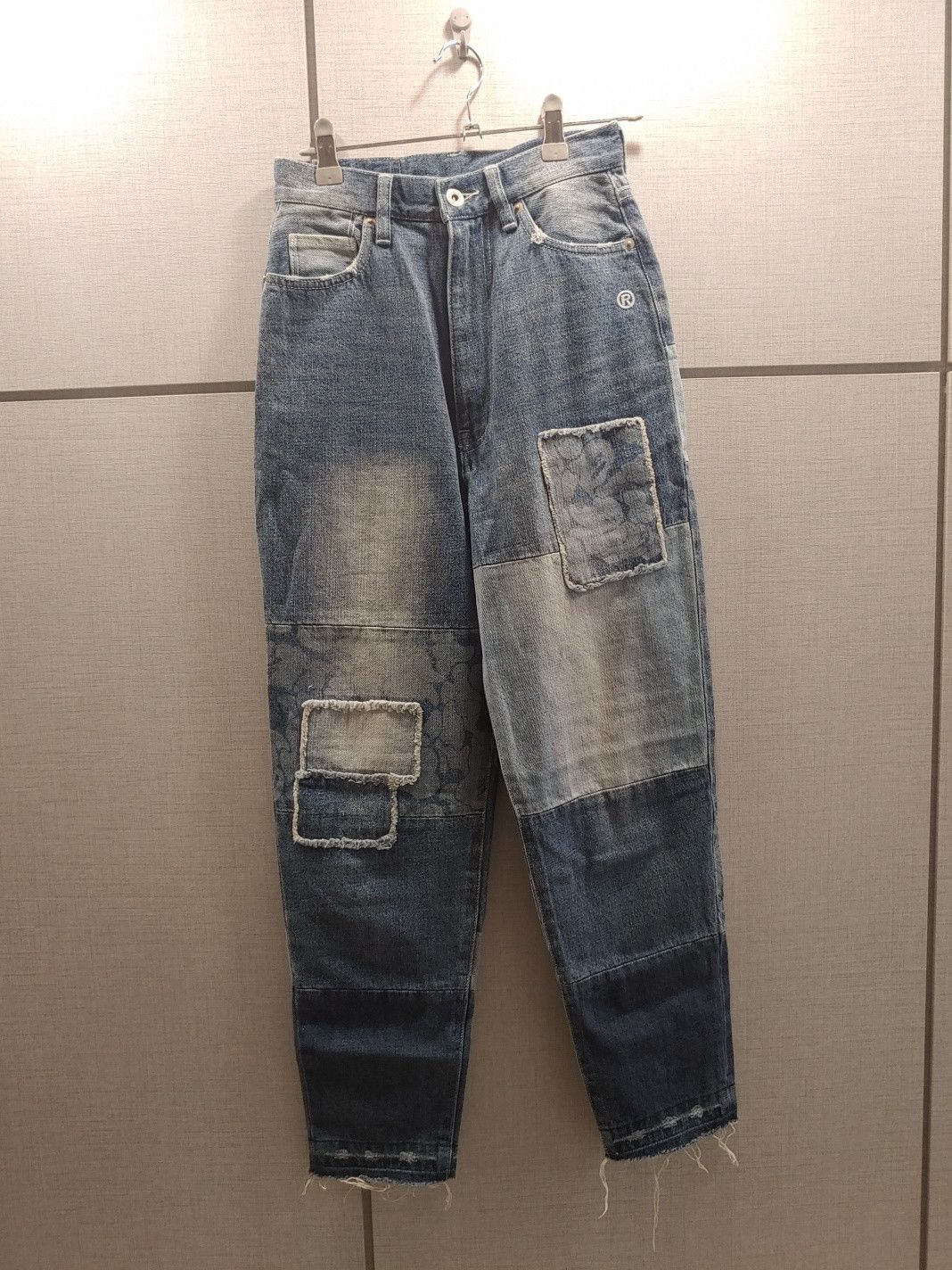 Bape [XXS] BAPE Camo Patchwork Leather Tab Denim Pants - Women's Size 24" / US 00 / IT 34 - 1 Thumbnail