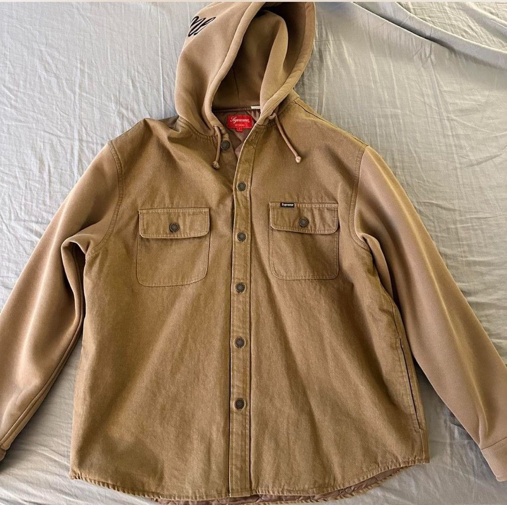 Supreme Men's Supreme Twill Multi Pocket Hooded Jacket Size L Brown Size US L / EU 52-54 / 3 - 6 Thumbnail