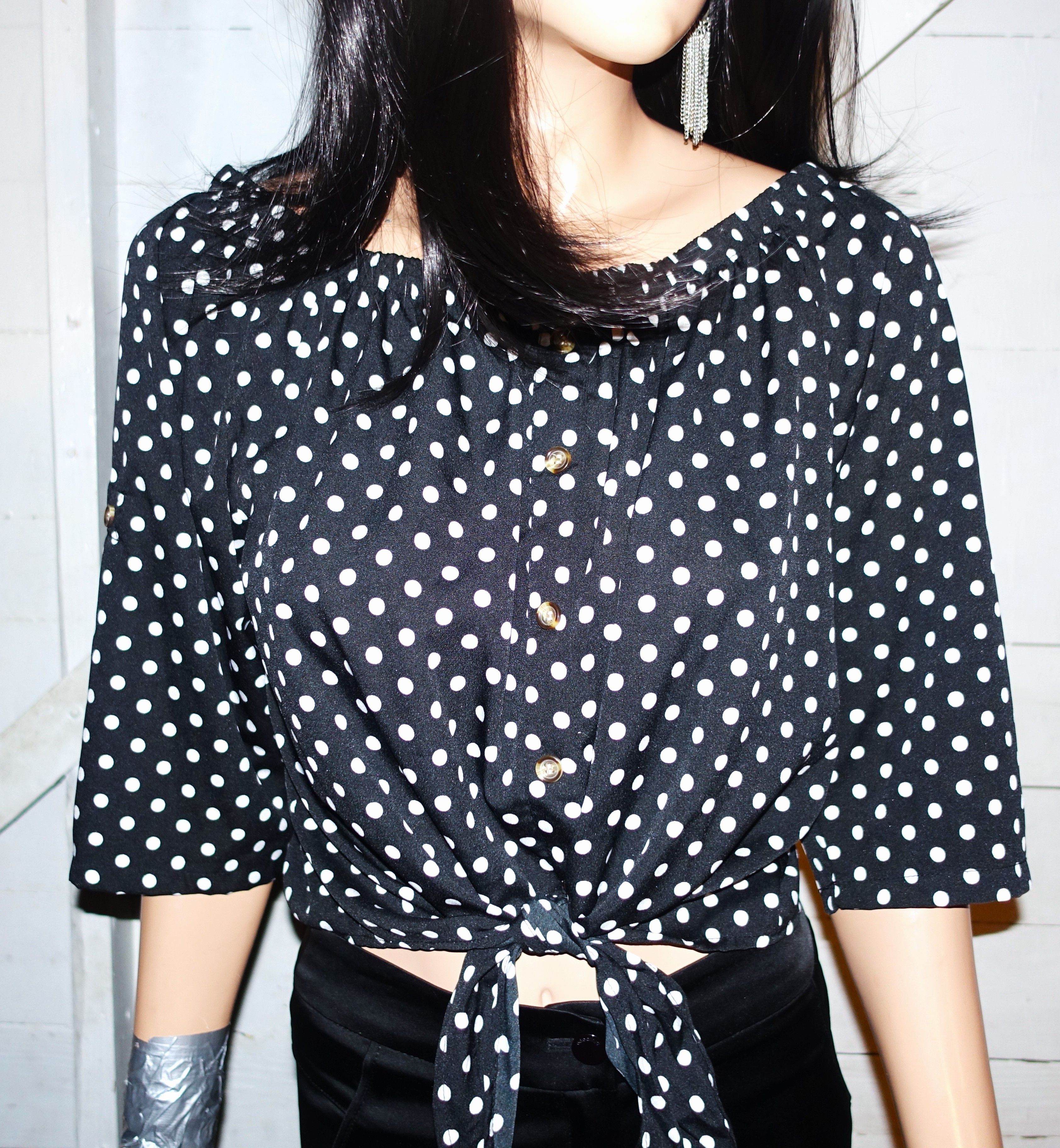 Other New Glory Black White Polka Dot Blouse L Size L / US 10 / IT 46 - 3 Thumbnail