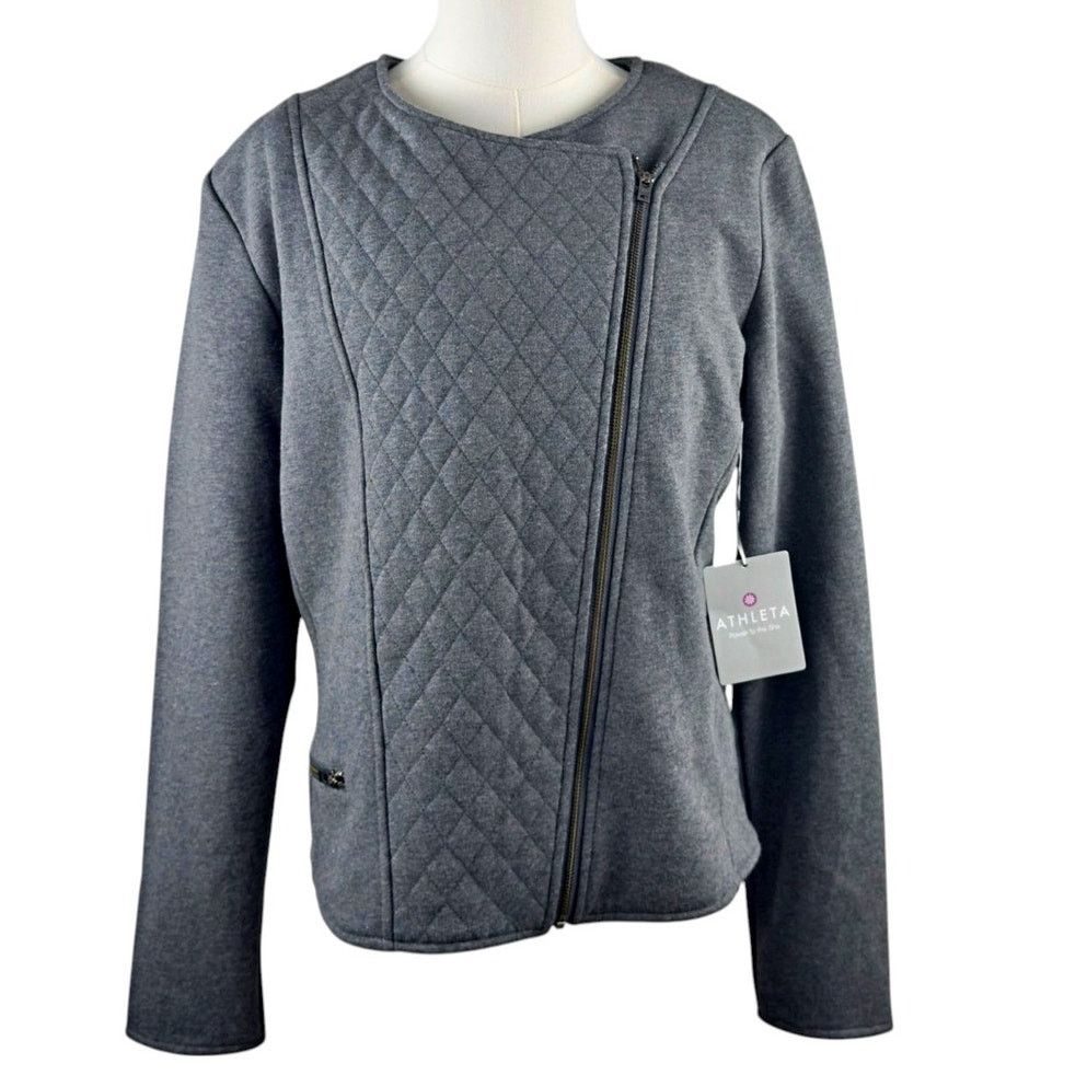 Athleta Athleta Belvedere Asymmetrical Moto Quilted Knit Jacket NWT Size XL / US 12-14 / IT 48-50 - 4 Thumbnail