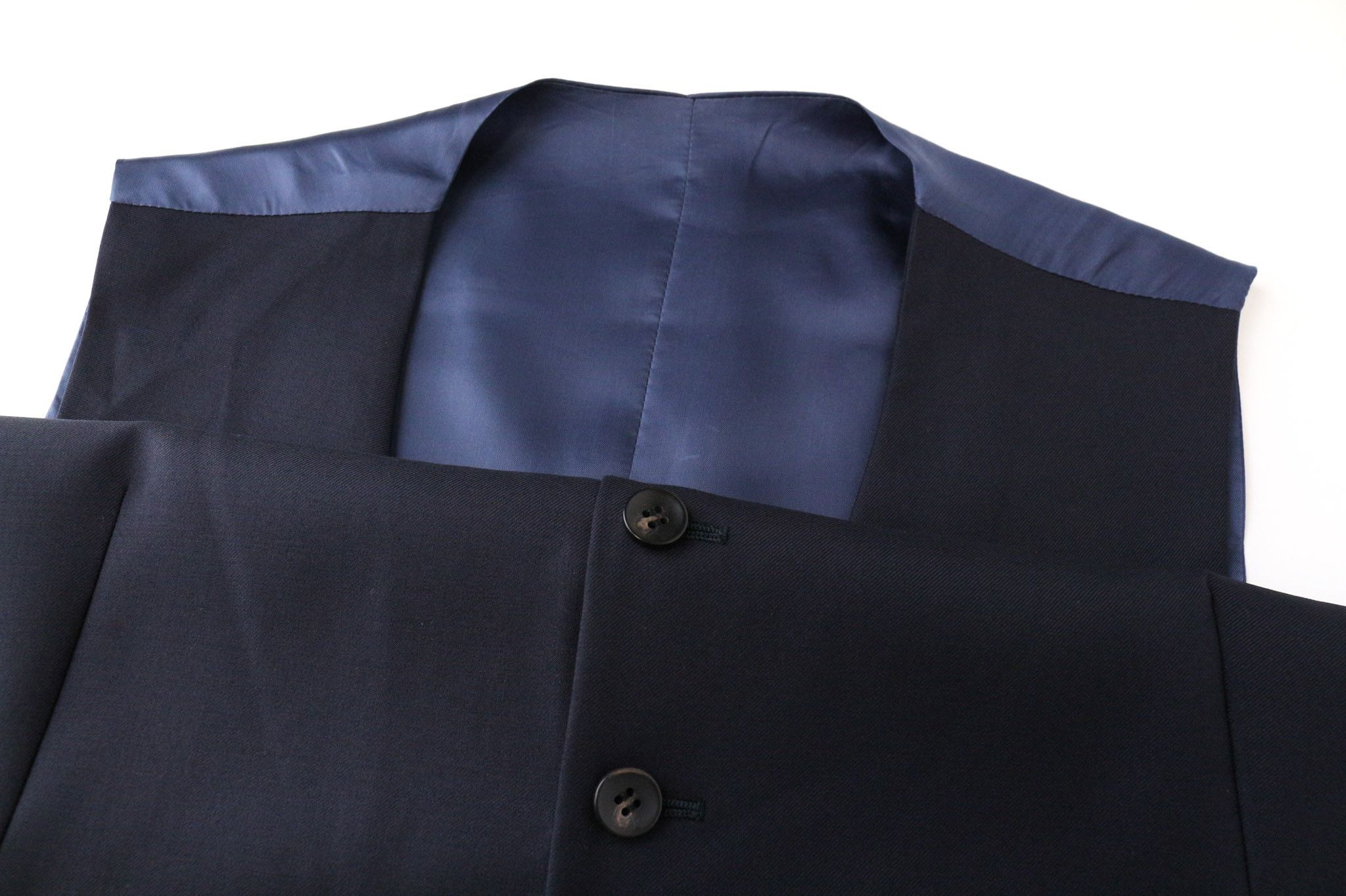Suitsupply FERRARA UK42R Dark Blue Wool Lined Waistcoat 75691 Size 42R - 3 Thumbnail