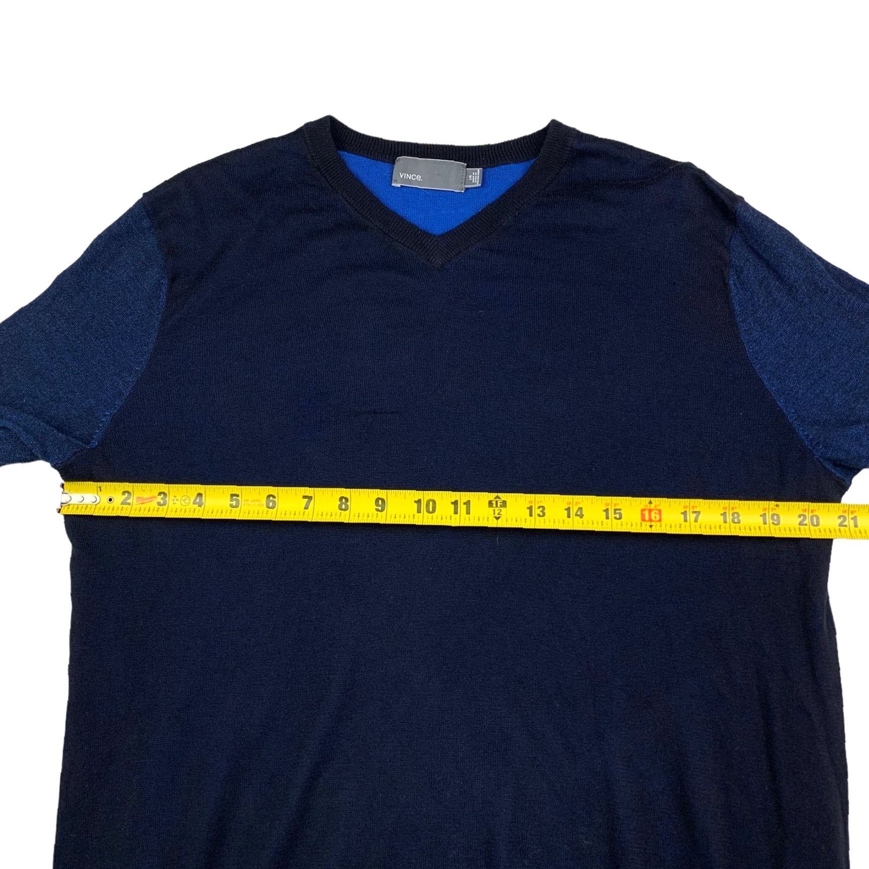 Vince Vince Men's Sweater 100% Cotton V-Neck Pullover Blue/Black Large Size US L / EU 52-54 / 3 - 7 Thumbnail