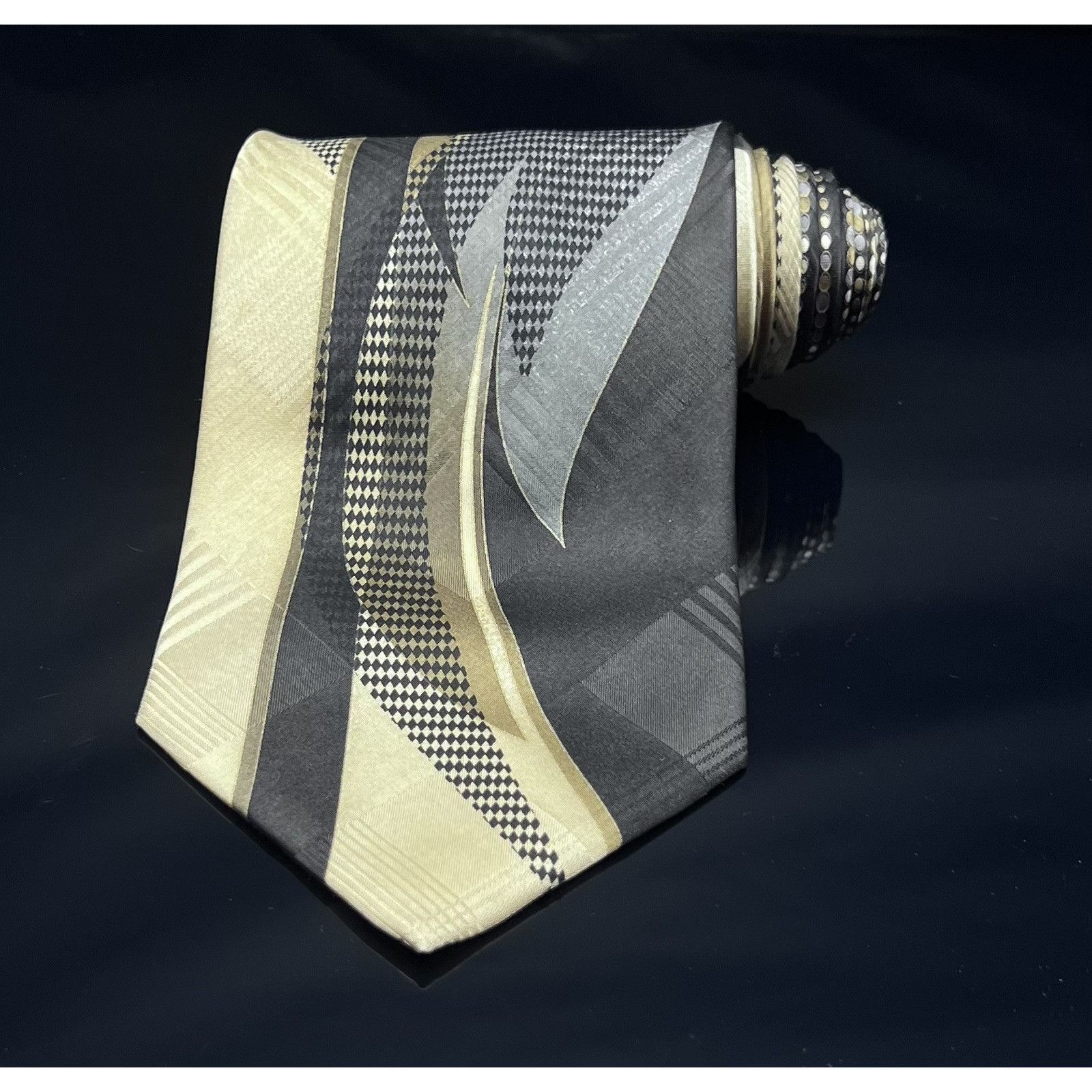 Vitaliano VITALIANO PANCALDI Men's 100% Silk Necktie ITALY Luxury Geom Size ONE SIZE - 2 Thumbnail