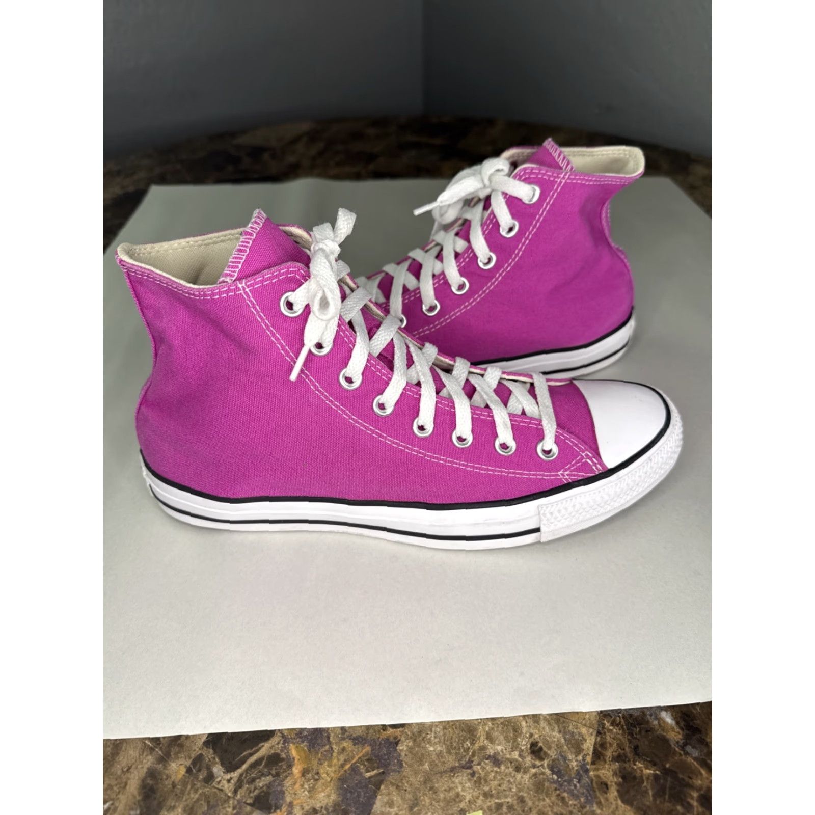 Converse VINTAGE Converse All Star Hi-Top Shoes Sneakers 9.5 Mens Pink Stars A00787F Size US M / EU 48-50 / 2 - 4 Thumbnail